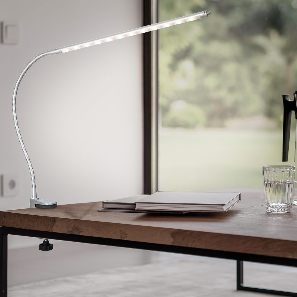 NOWA Klemmleuchte, LED-Leuchtmittel fest verbaut, Warmweiß, Klemmleuchte Tischlampe Gelenklampe verstellbar LED H 60 cm