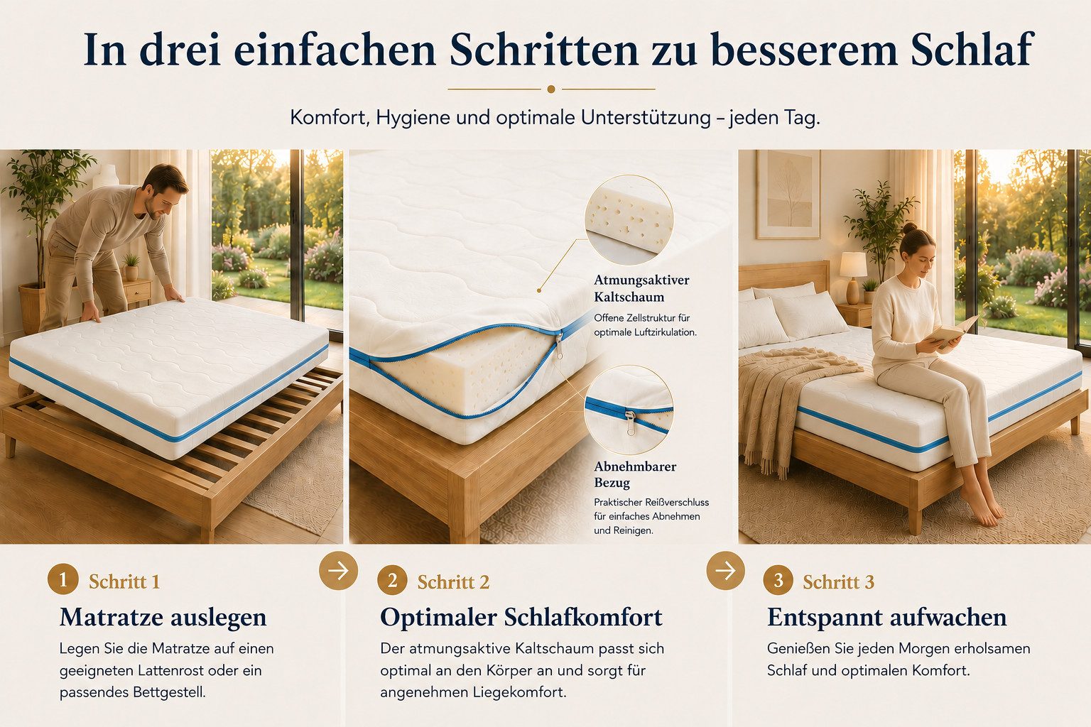 Kindermatratze Easy Active Kaltschaummatratze 90x200 cm mit Bezug, Best for Home, 10 cm hoch, (Einzelartikel, 60x120 70x140 80x160 80x180 90x200 140x200 180x200 – Bild 3 von 5