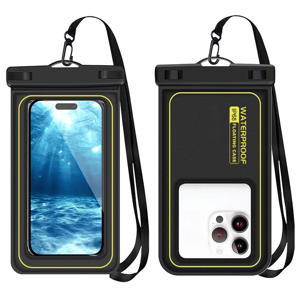 NUODWELL Smartphone-Hülle 2 Stück Wasserdichte Handyhülle,IP68 Schwimmen Wasserfeste Handytasche, Für iPhone 16 15 14 13 12 Pro Max, Samsung, Smartphone bis zu 7 Zoll