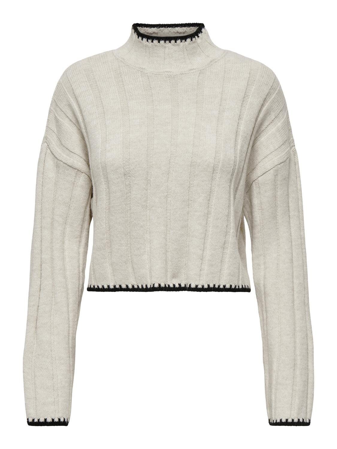 ONLY Strickpullover Strickpullover gerippt Langarm kurz tiefe Schultern ONLCHICK STITCH LS HIGHNECK KNT NOOS