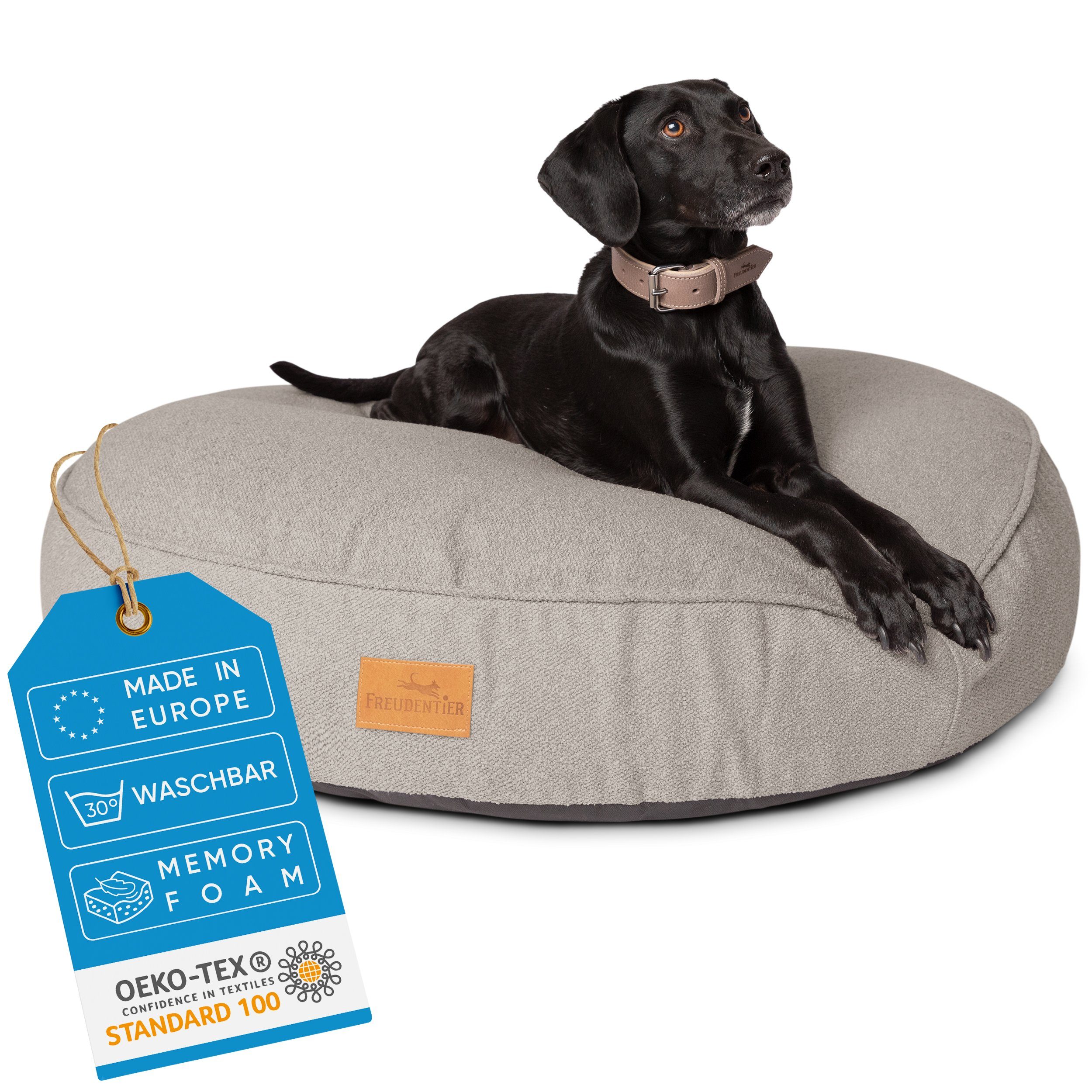 Freudentier Hundekorb Orthopädisches Hundebett rund, flauschig & waschbar, Memory Foam