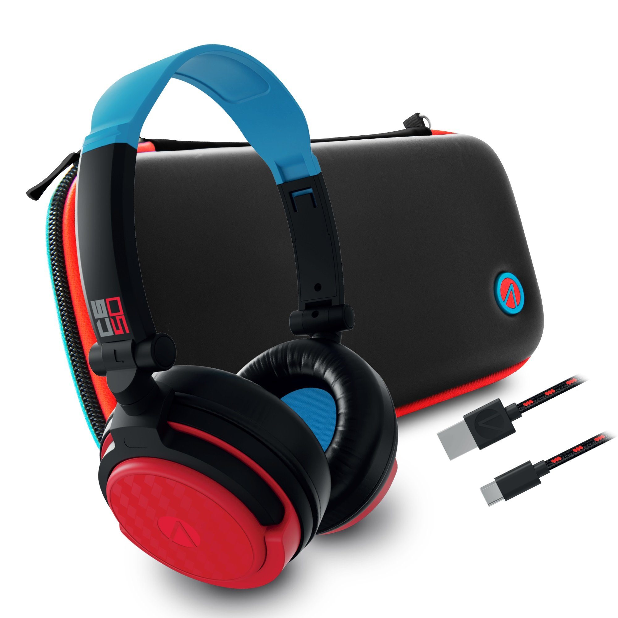 Stealth Switch Premium Travel Kit (C6-50 Headset, Tasche, 2m USB-C Kabel)  Zubehör Nintendo, Aufbewahrungstasche mit Klettverschluss und Fächern für 5  Spiele