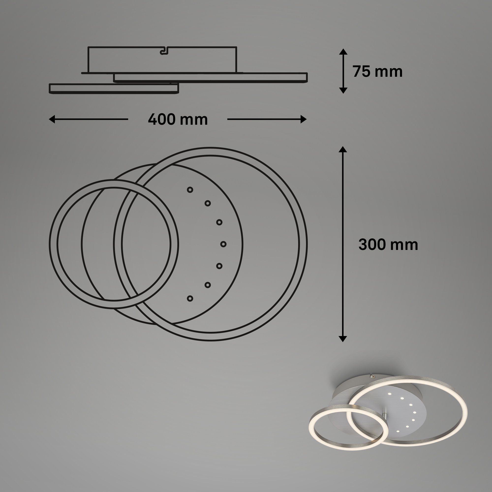 Briloner Leuchten Deckenleuchte 3773019, verbaut, Warmweiß fest LED