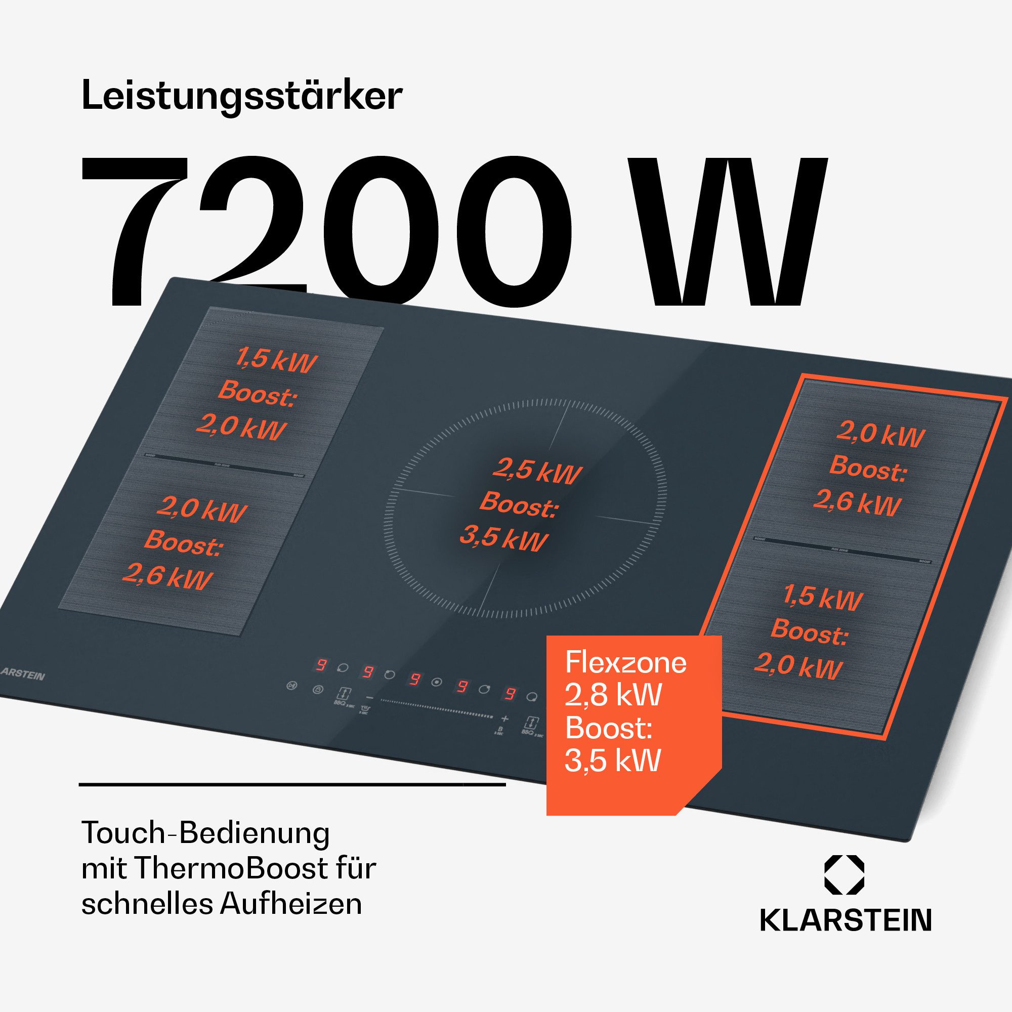 Klarstein Induktions-Kochfeld Delicatessa 90 Flex, Kochfelder Induktion Hob Küche Flex 4 Zonen