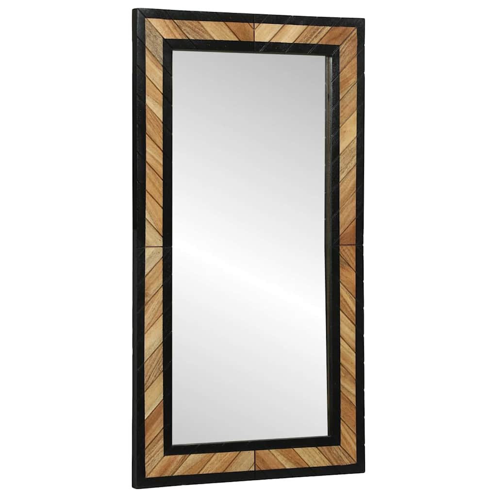 vidaXL Spiegel Wandspiegel Schwarz und Braun 50 x 2 x 90 cm Massivholz (1-St)
