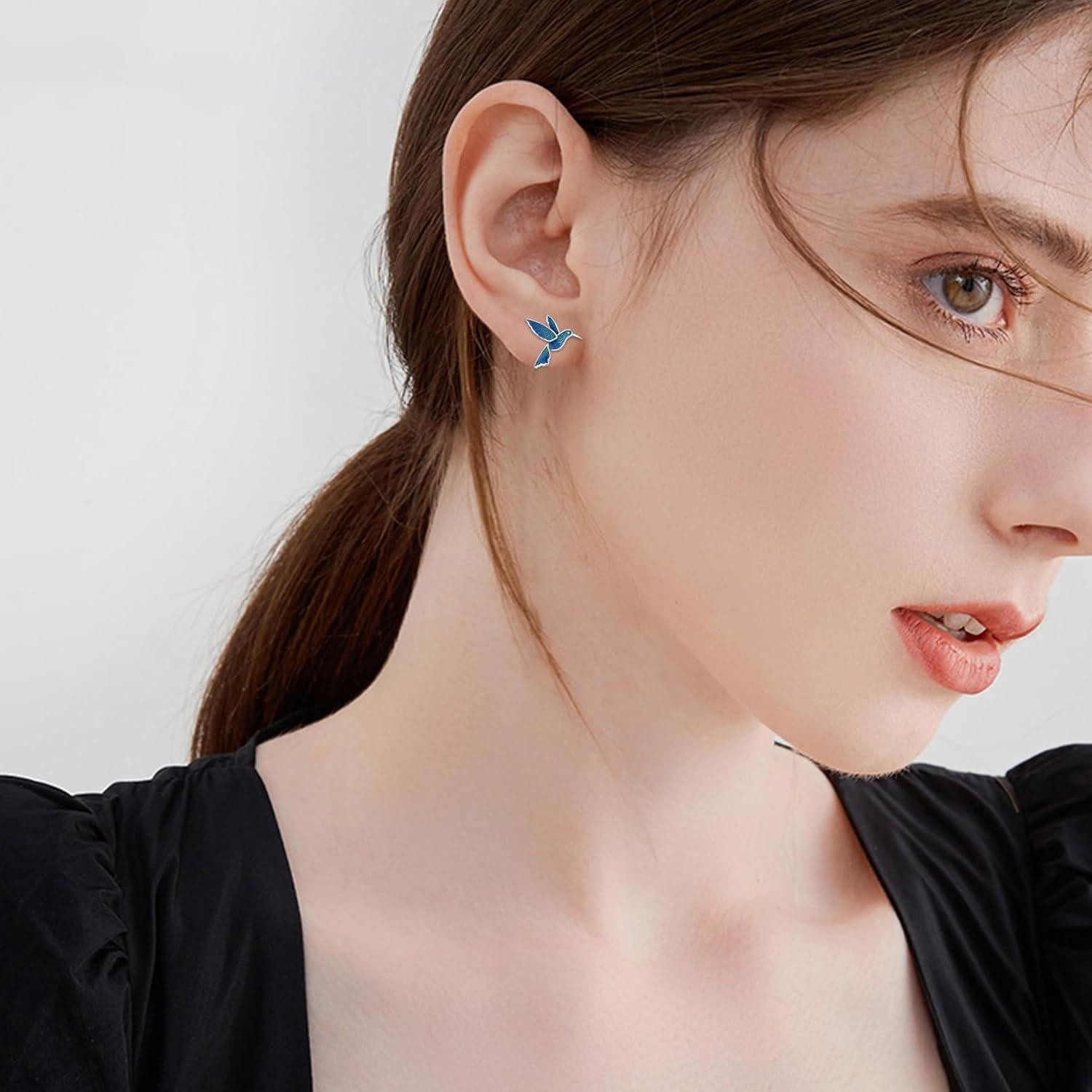 LuxusKollektion Schmuckset Kolibri Ohrringe 925 Sterling Silber Tier Ohrstecker Schmuck Damen