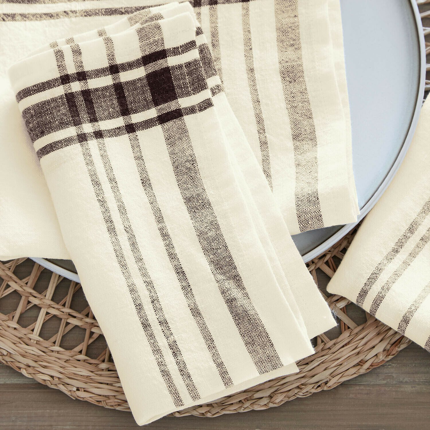 Mirabeau Stoffserviette Serviette 4er Set Ellory creme/braun