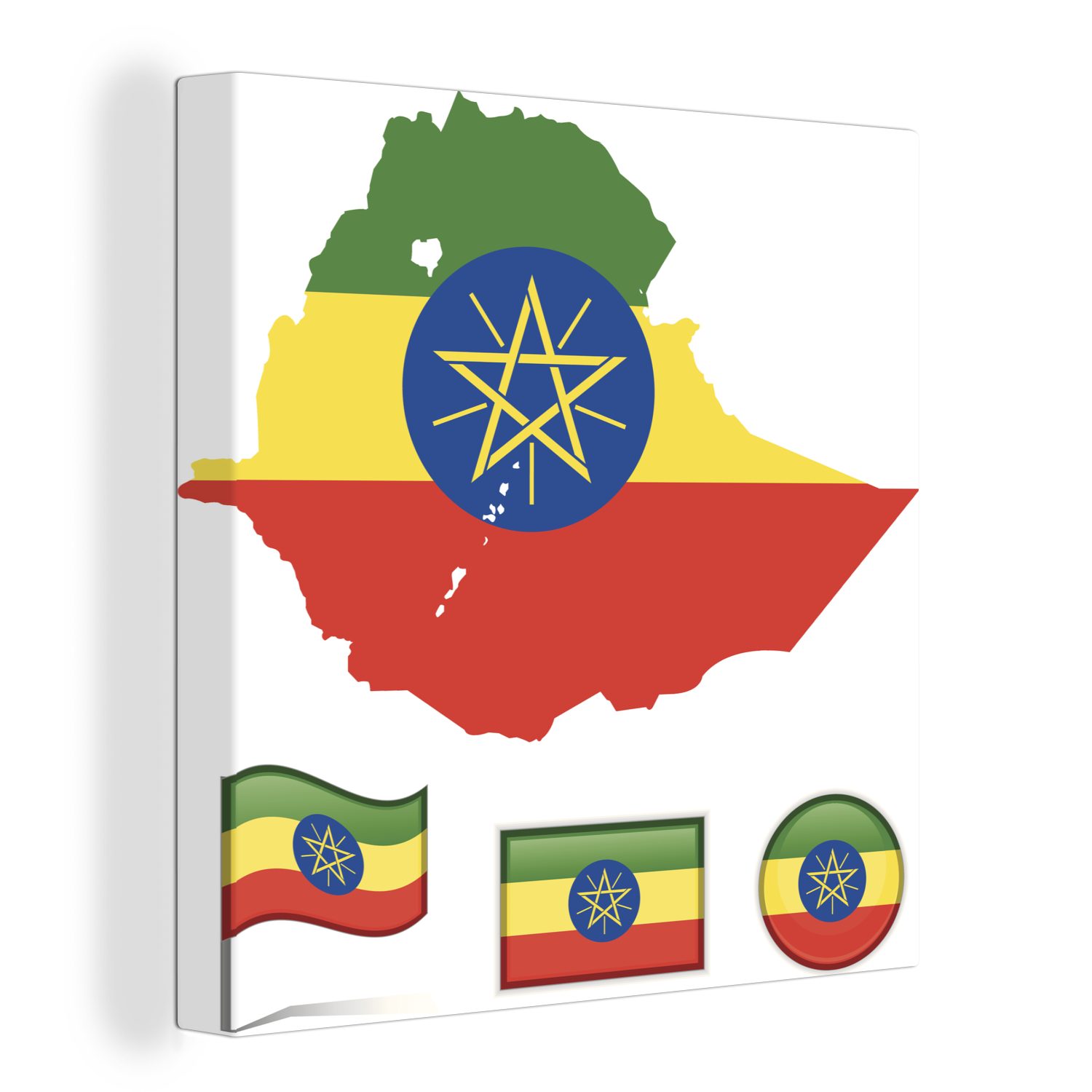 OneMillionCanvasses® Leinwandbild Illustration mit den Flaggen von Äthiopien, (1 St), Leinwand Bilder für Wohnzimmer Schlafzimmer