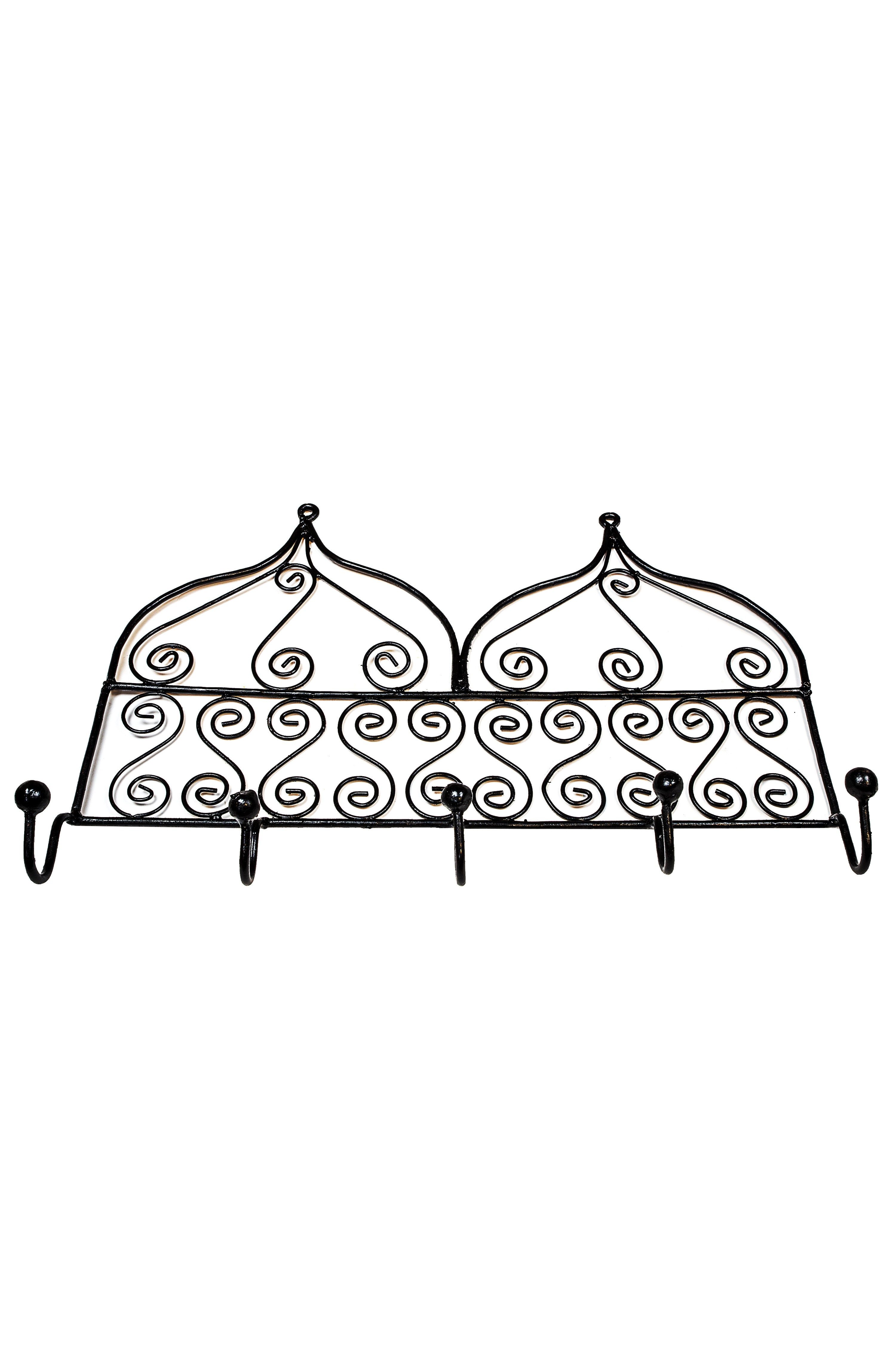 Marrakesch Orient & Mediterran Interior Kleiderhaken Marokkanische Garderobe Sebta groß modern aus Eisen in Schwarz 52 cm, (1-St), Handarbeit