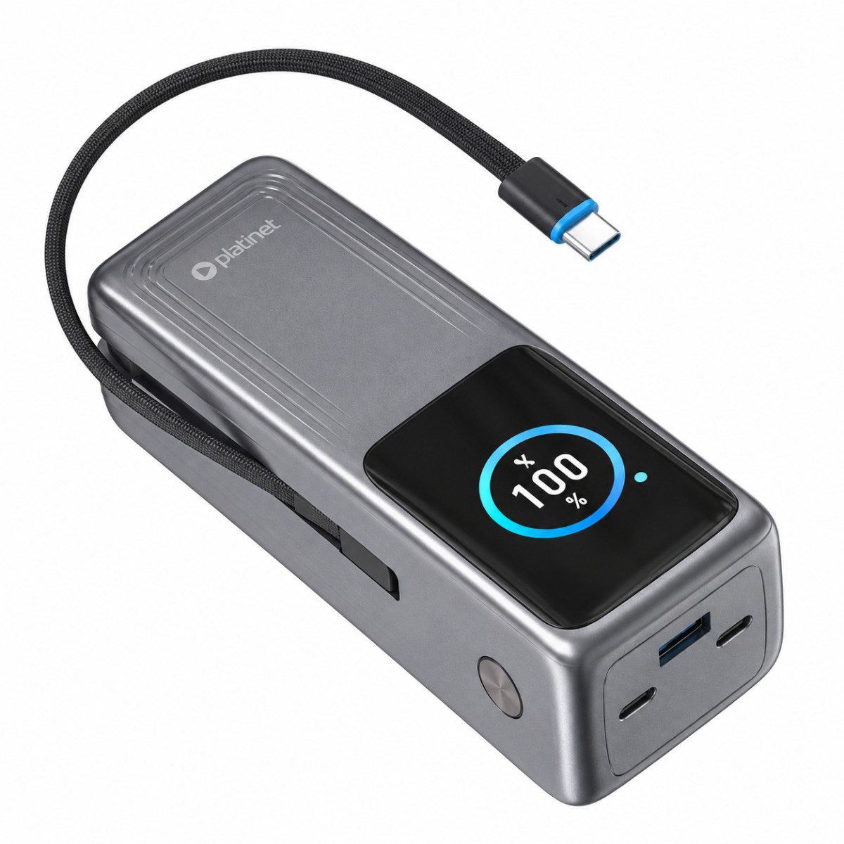 Platinet PMPB27140 Powerbank 27000 mAh (12, 15, 5, 28, 9, 20 V), 27000 mAh, 99,9 Wh, 140 W PD, 205 W Gesamtleistung, TFT-Display