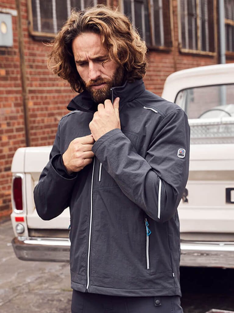 Terrax Workwear Arbeitsjacke Herren Berufsjacke leicht mit einrollbarer Kapuze und Reflekt-Details