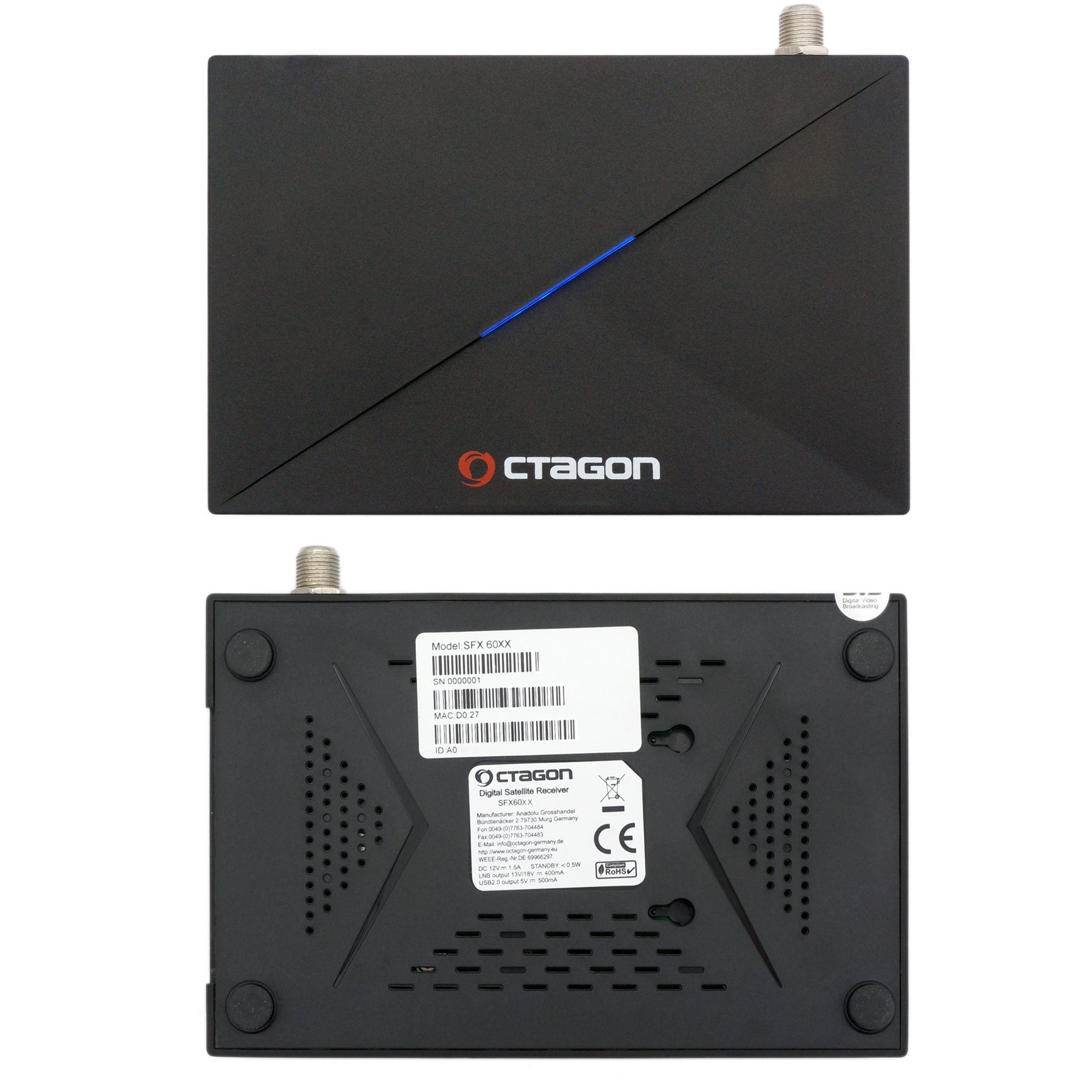 OCTAGON SFX6018 S2+IP - H.265 Smart DVB-S2 Sat E2 Linux 1x SAT-Receiver HD HEVC Receiver