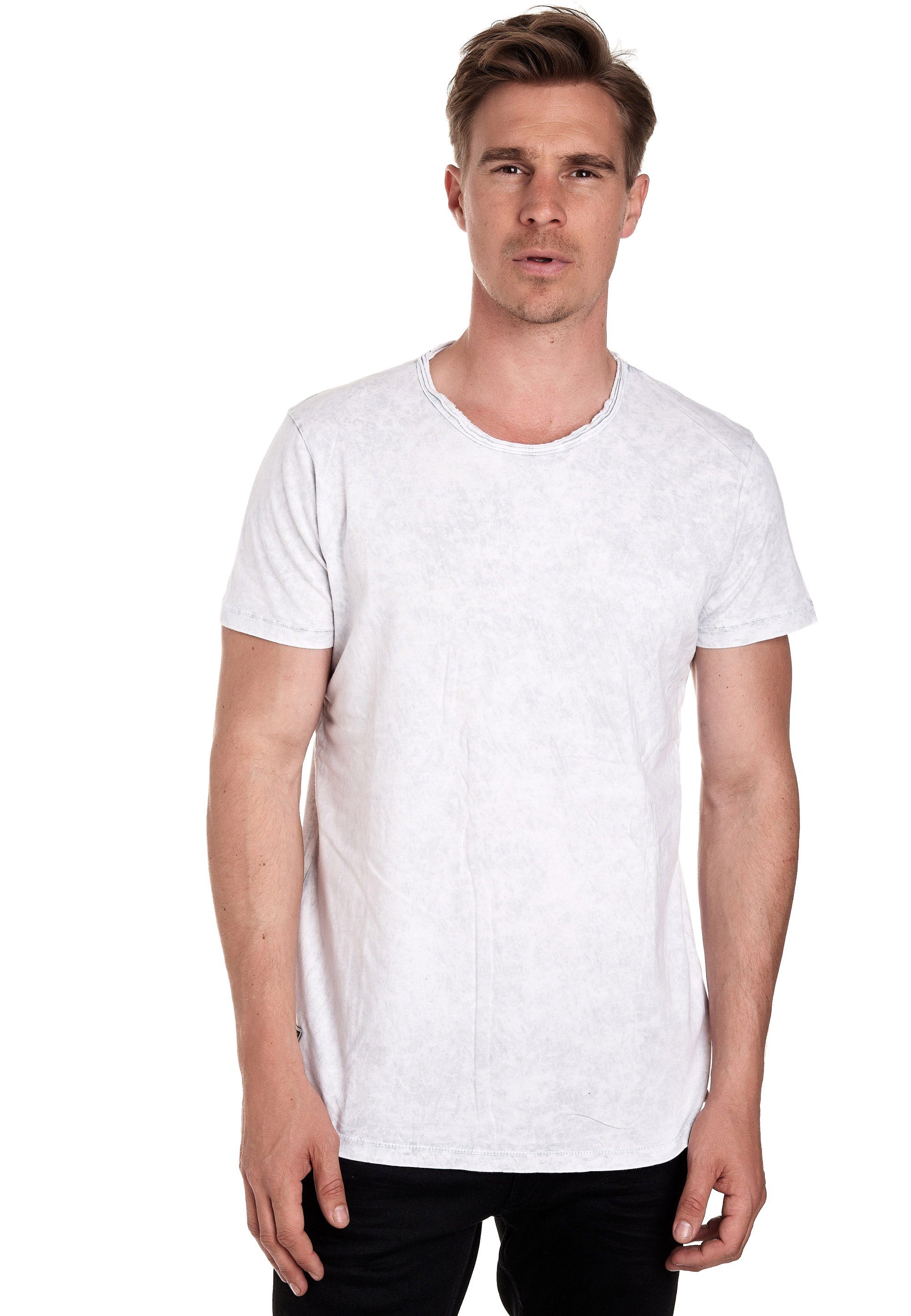 Rusty Neal T-Shirt in angesagter Vintage-Optik weiß-grau