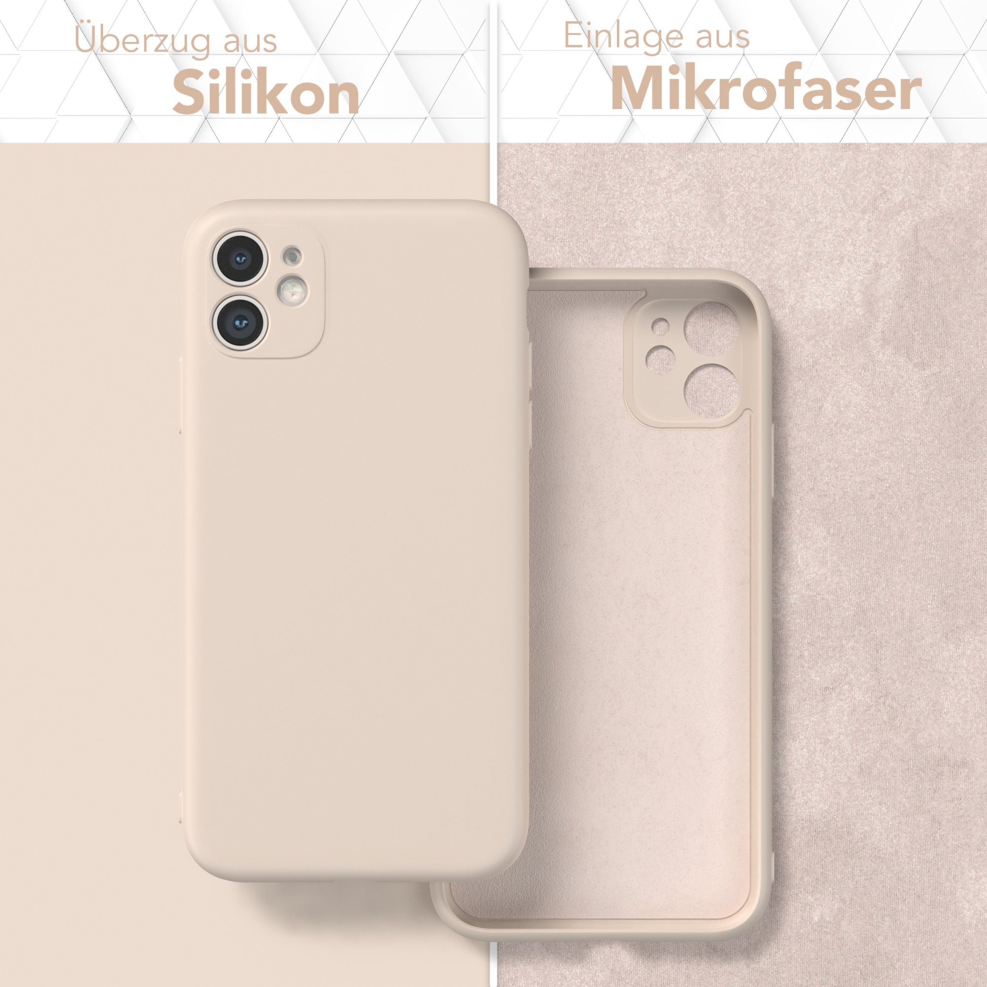 EAZY CASE Handyhülle für Apple iPhone 11 Hülle Silikon 6,1 Zoll, Bumper Case Matt Slimcover Silikonschutzhülle elastisch Taupe / Beige