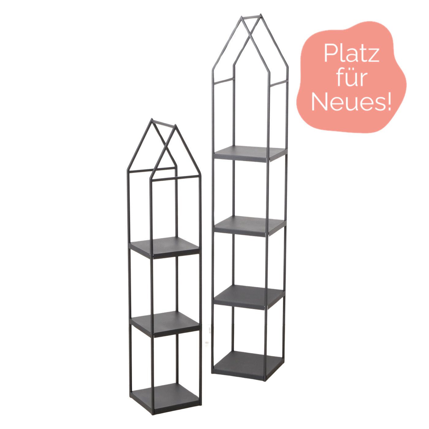 BOLTZE Mehrzweckregal Regal-Set aus Metall schwarz Dachform 2 Stück 109-146 cm von Boltze -