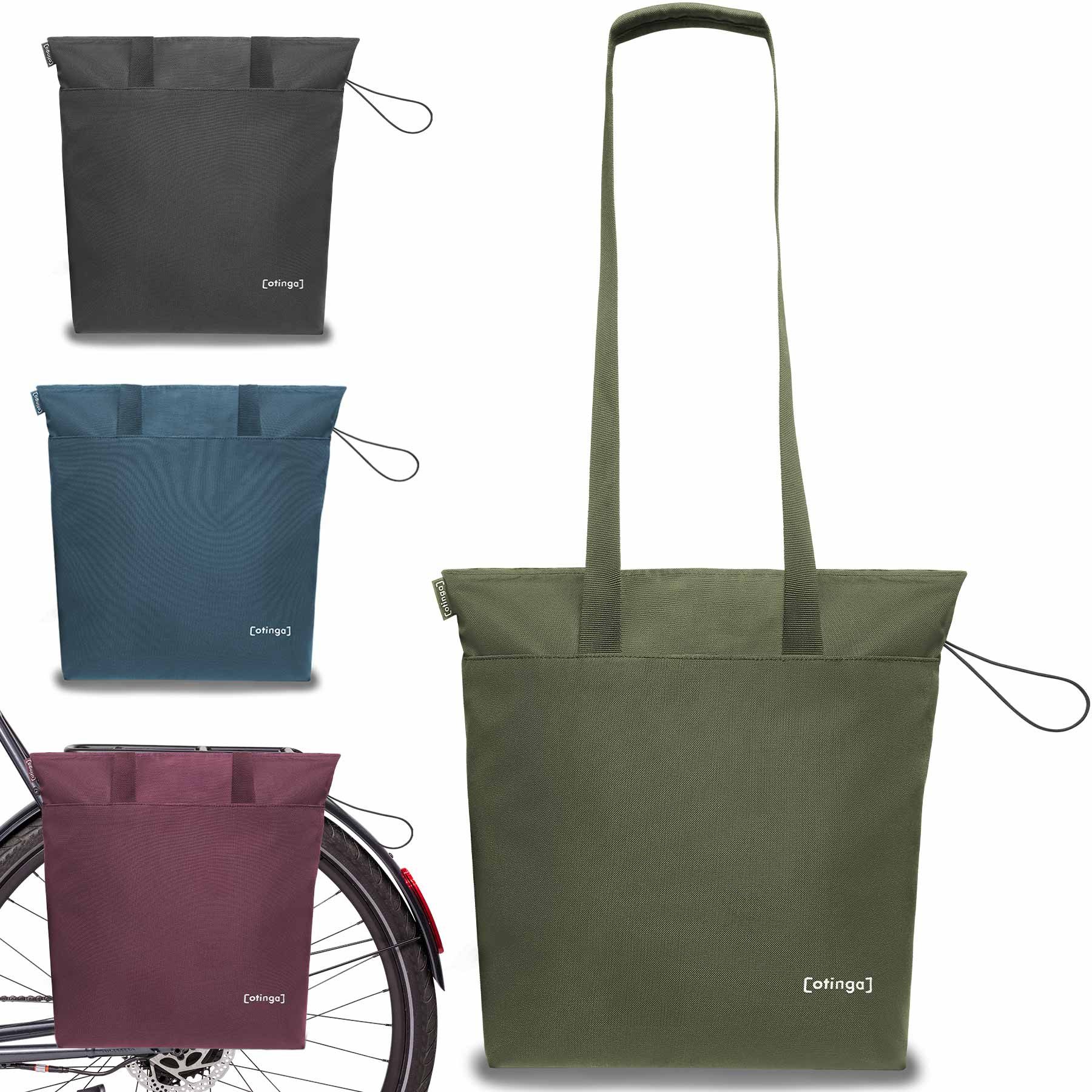 otinga Fahrradtasche - Shopper, Moderne Einkaufstasche, wasserdichte Fahrradtasche, Kompakte Schultertasche in grün, 14L