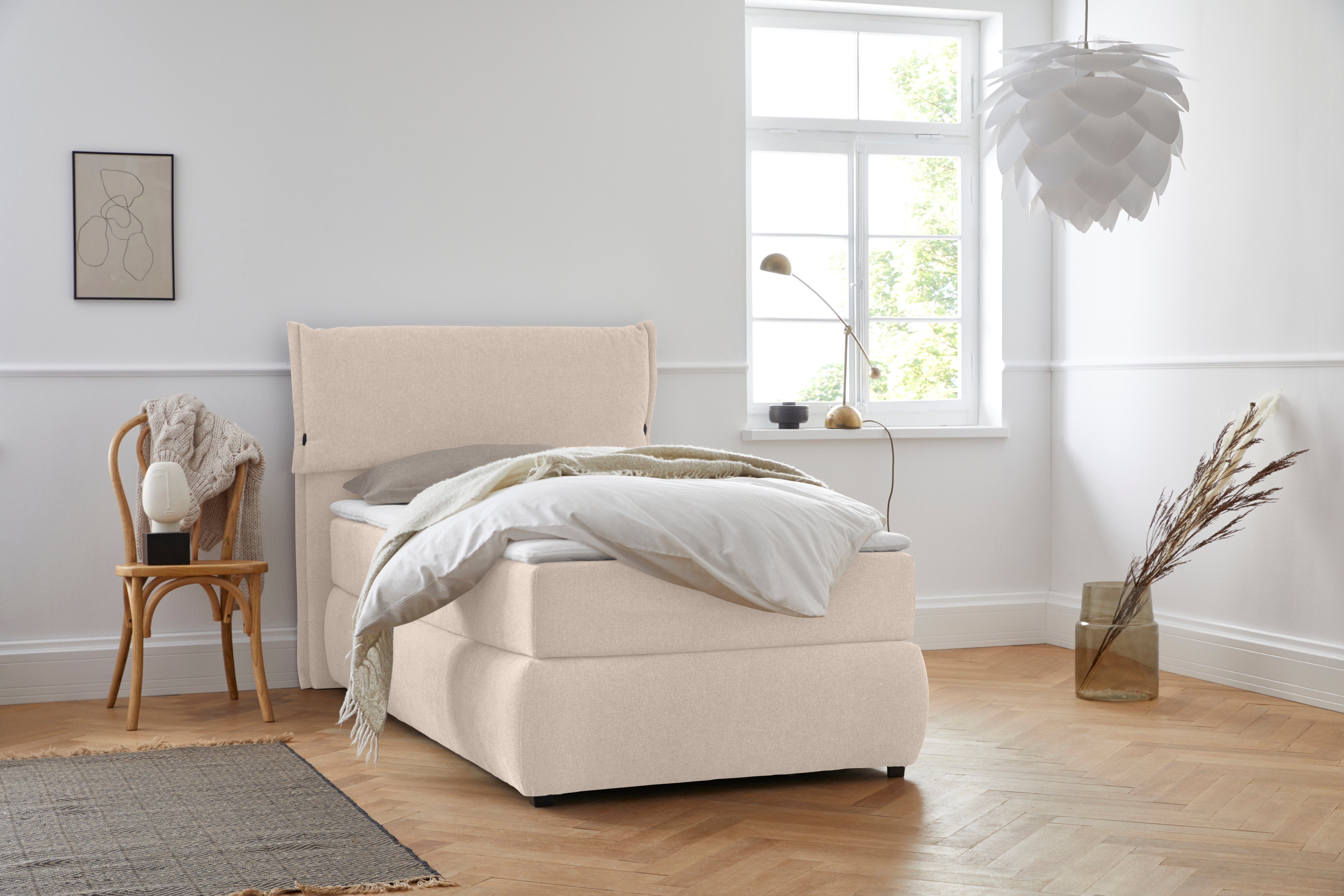 OTTO home Boxspringbett Jenson, in 4 Farben, 4 Breiten, 3 Matratzenarten in 2 Härtegraden, Topper