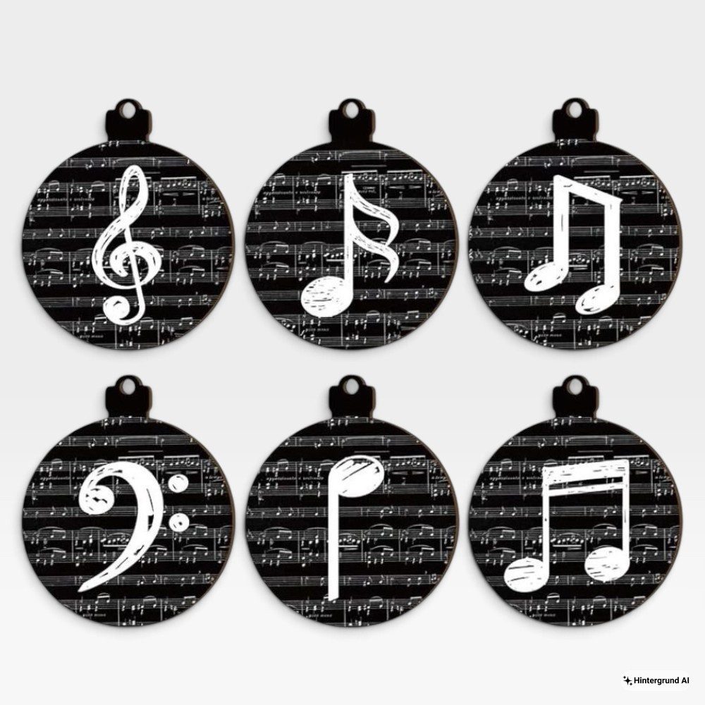 mugesh Weihnachtsbaumkugel Weihnachtskugel Noten (6er Set), für Musiker