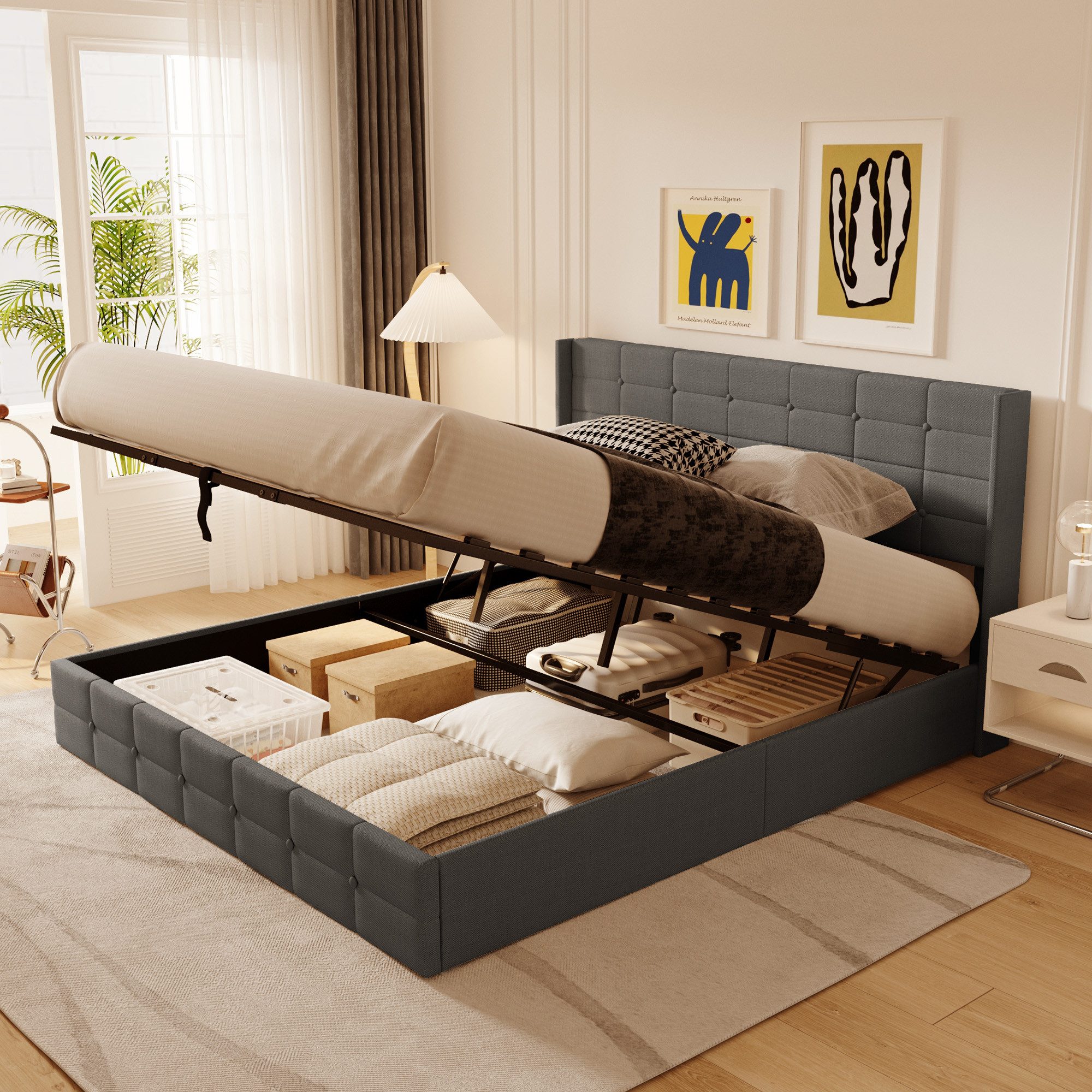 Bealife Polsterbett Einzelbett/Doppelbett mit hydraulischem Stauraum (120/1 günstig online kaufen