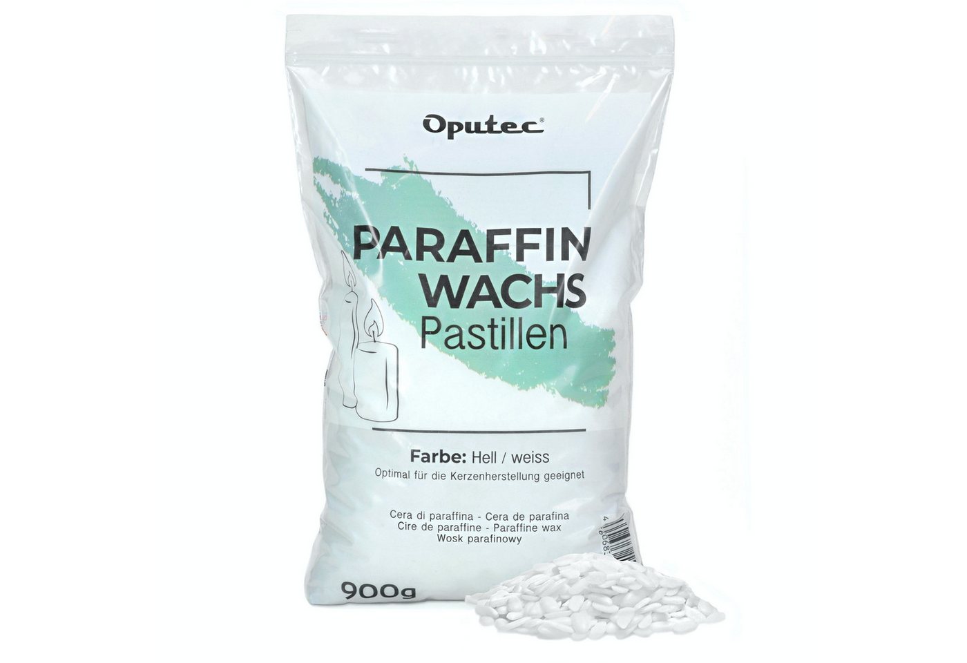Oputec Bastelnaturmaterial 900g Paraffinwachs Pastillen – Weißes Kerzenwachs zum Kerzen gießen