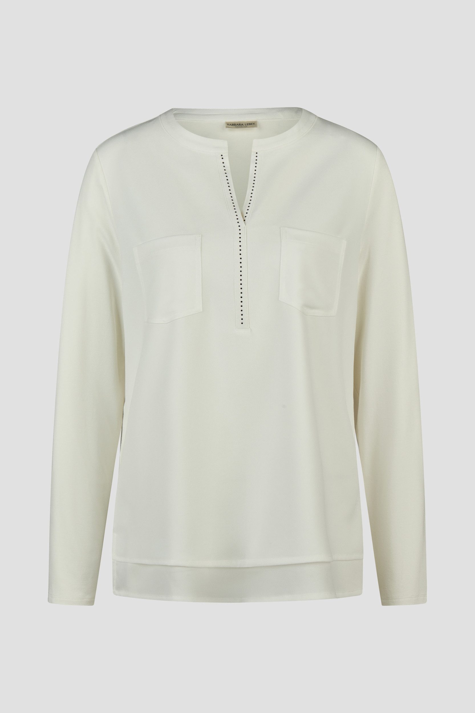 Barbara Lebek Langarmshirt Shirt m. Bluseneinsatz liegend 120 offwhite