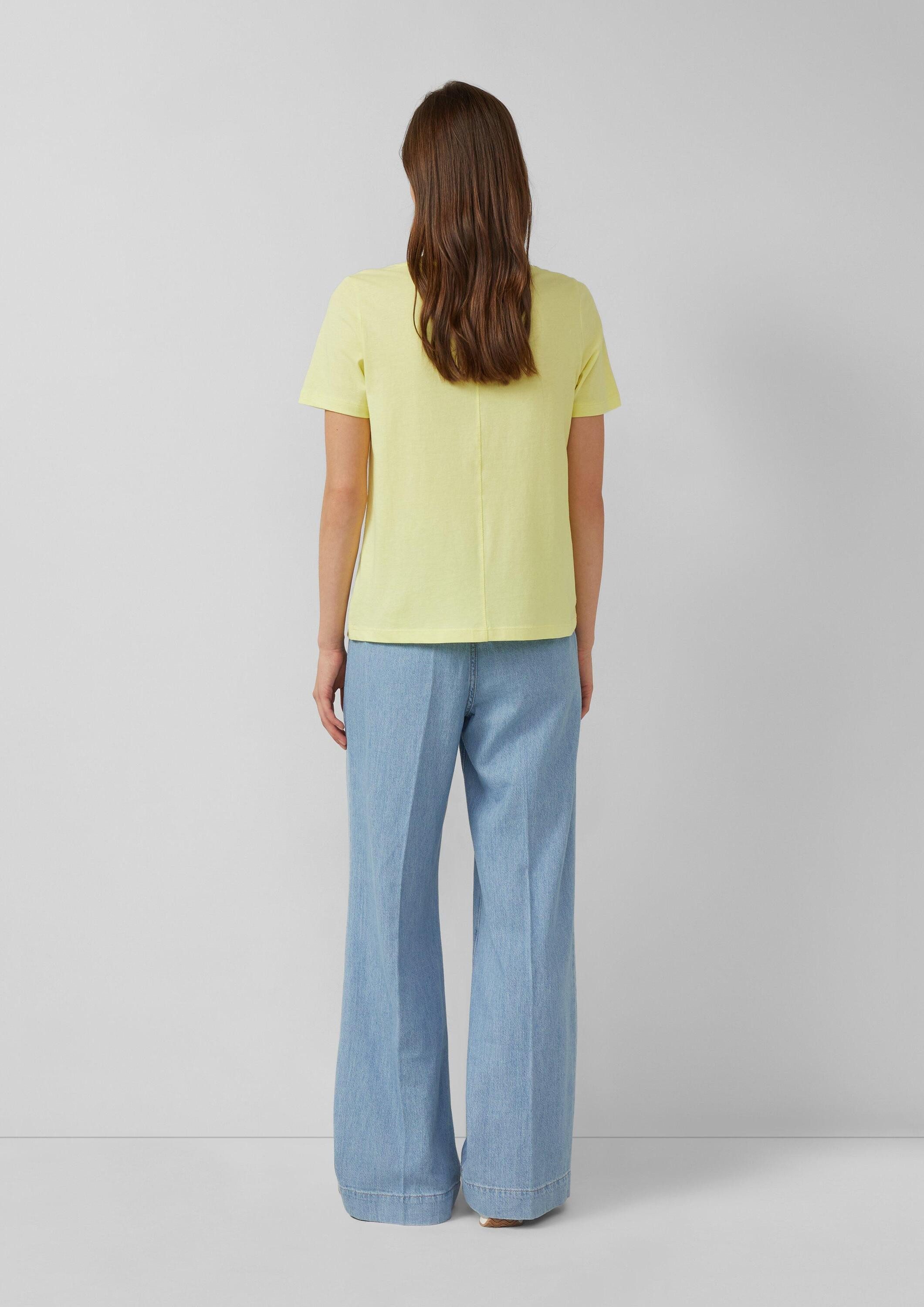 s.Oliver Kurzarmshirt T-Shirt Baumwoll-T-Shirt mit Frontprint und Pailletten