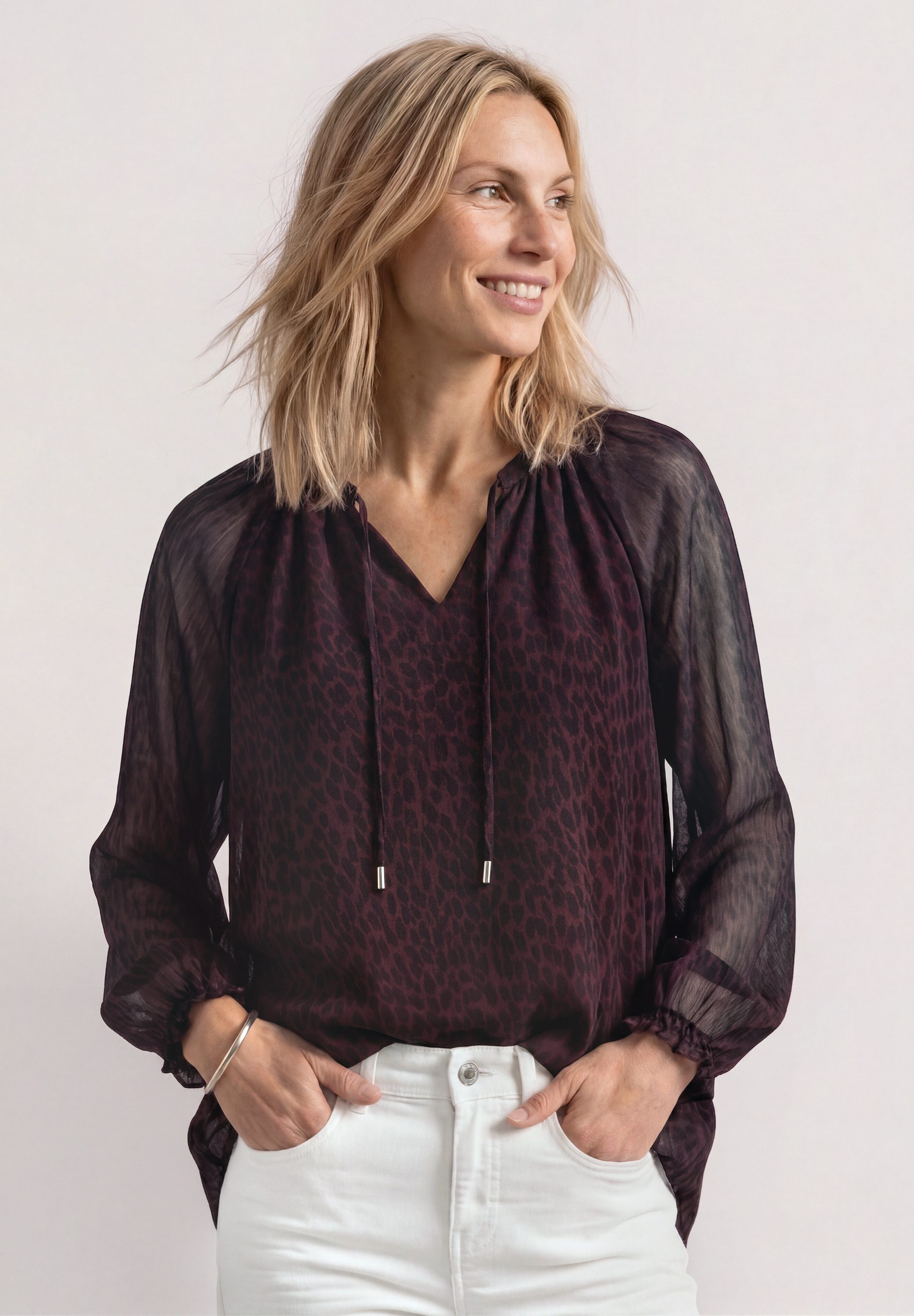 STREET ONE Langarmbluse mit Chiffon-Layer
