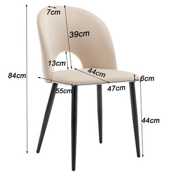 Gotagee Sitzgruppe Esszimmerstuhl Polsterstuhl Stuhl mit Rückenlehne Beige Sitzfläche