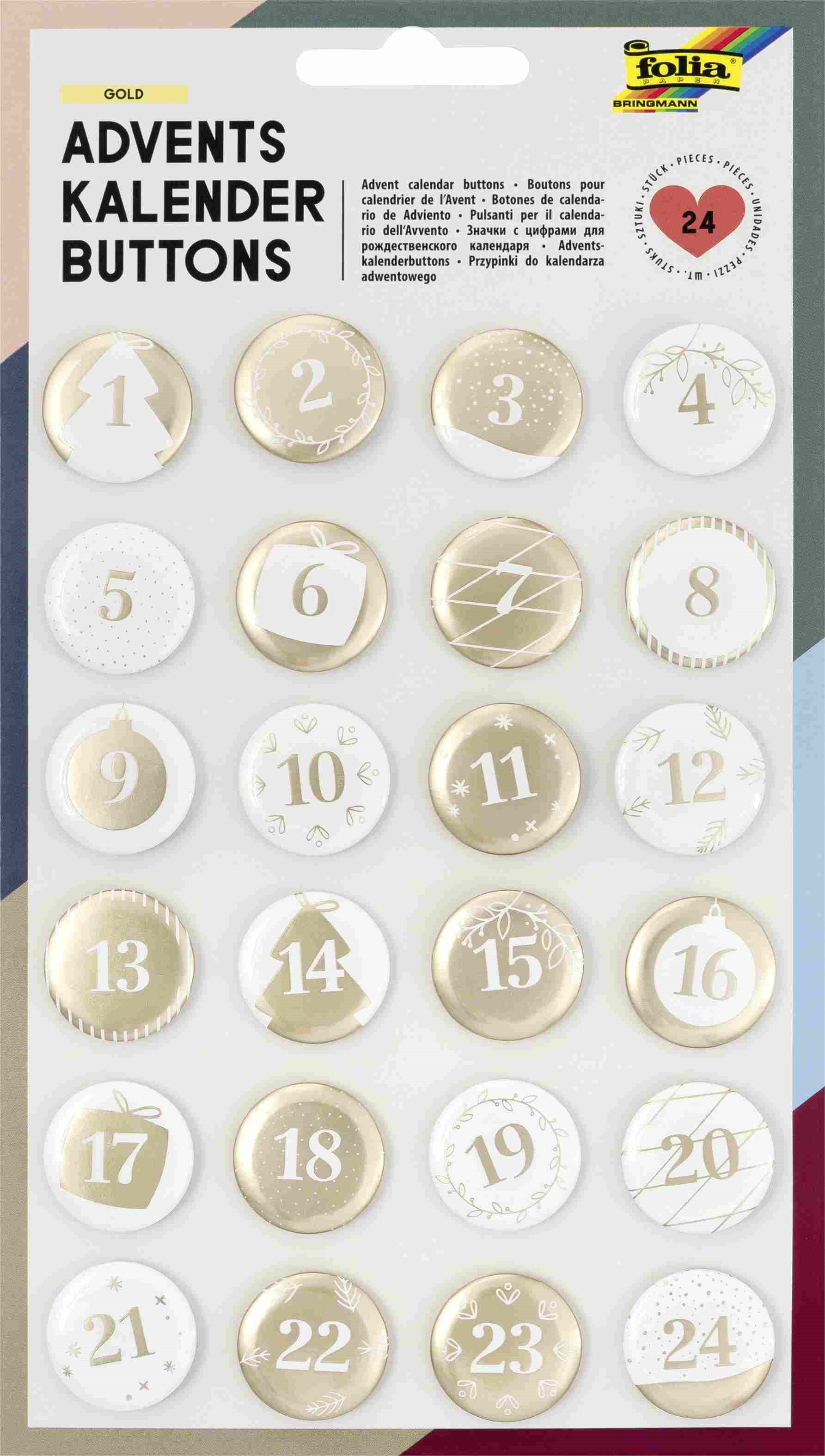 Folia Adventskalender Folia Adventskalender Buttons PERLMUTT 24er Set