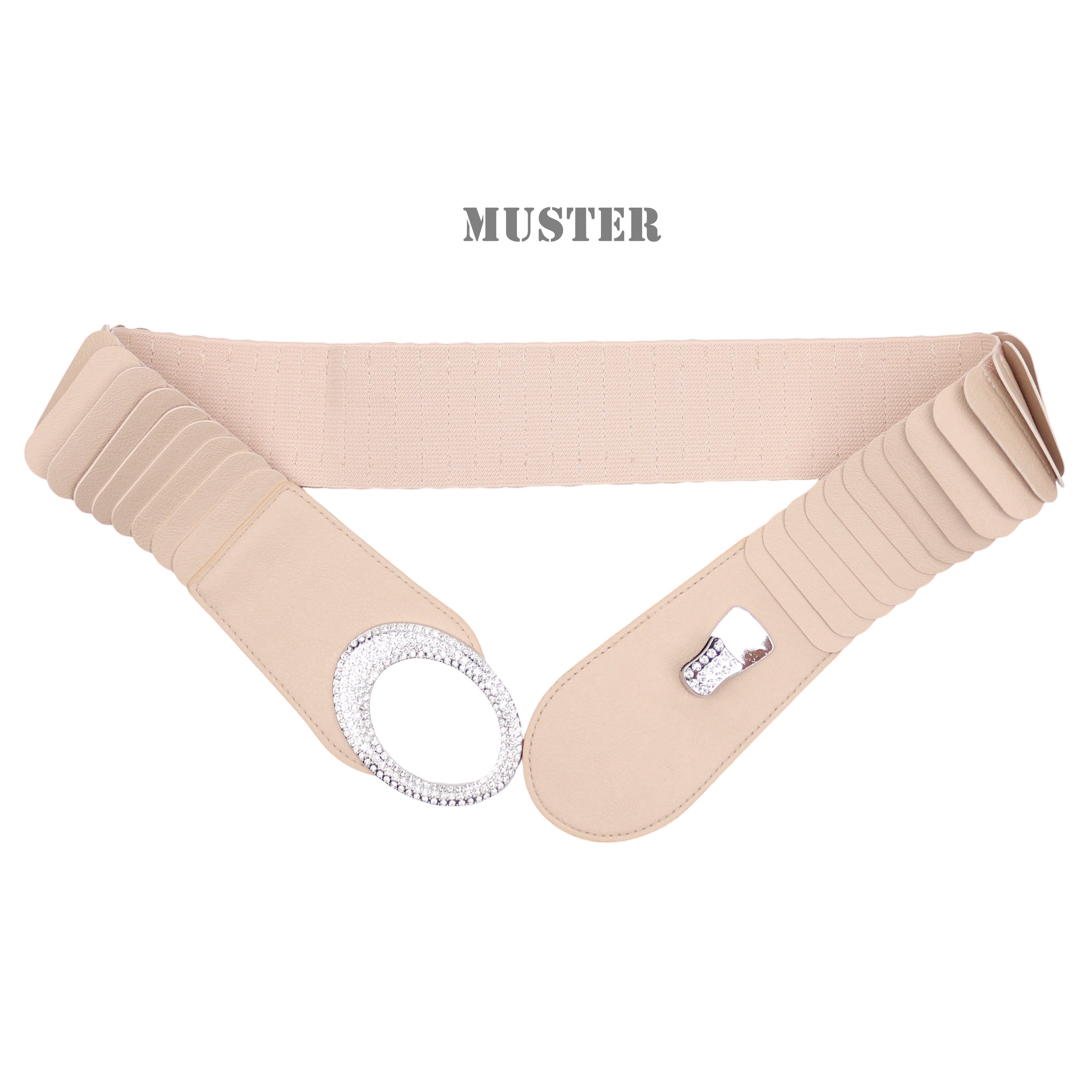 MIRROSI Taillengürtel breit 6cm für Taillenumfang 85 bis 110cm,mit Strass ONESIZE (Unifarben, Angenehmes Tragesgefühl) Breiter Stretch Gürtel – Bild 5 von 5