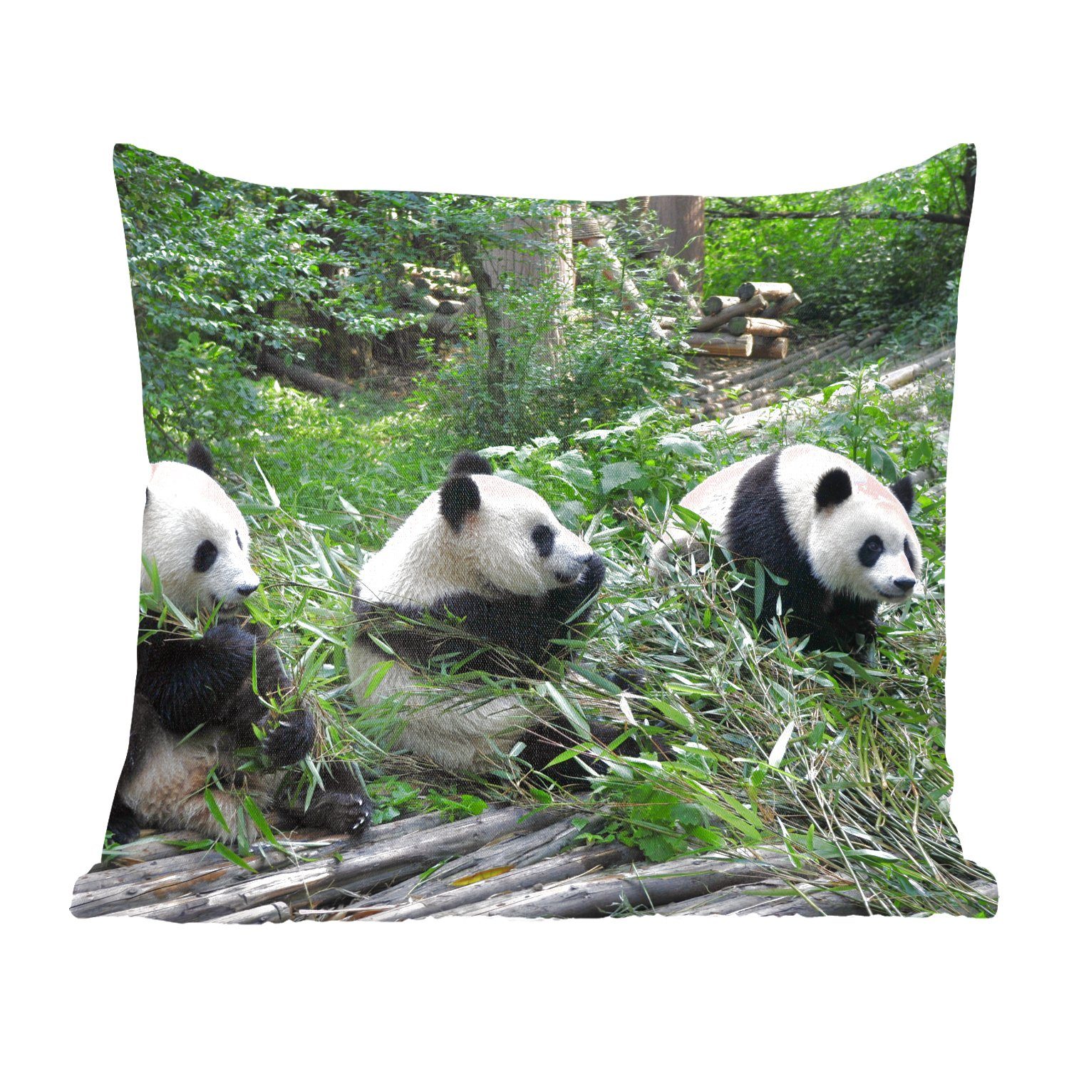 Deko, - Natur Sofakissen Füllung mit Zierkissen - Dekokissen Panda Schlafzimmer, für Bambus, Wohzimmer, MuchoWow