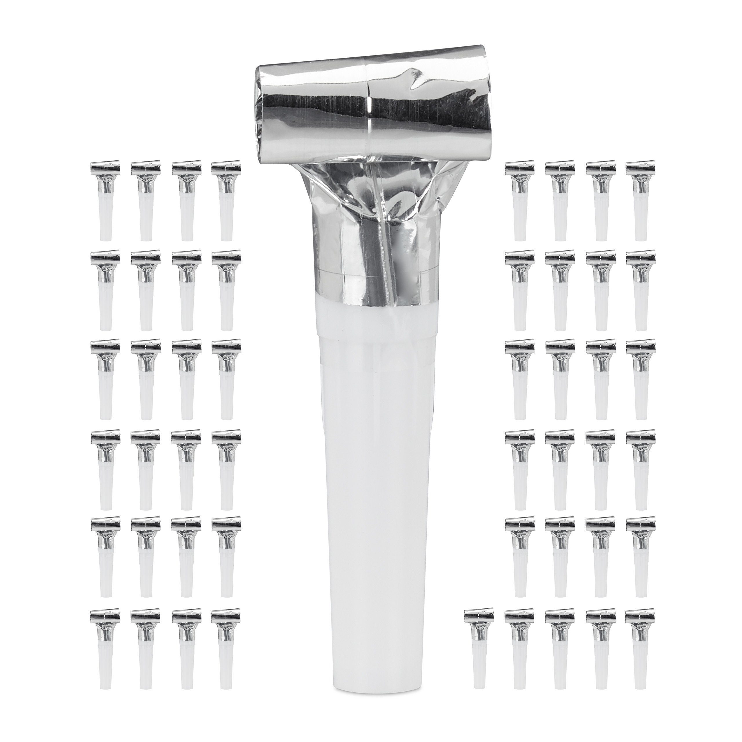 relaxdays Spielzeug-Musikinstrument Partytröten 50er Pack, Silber günstig online kaufen