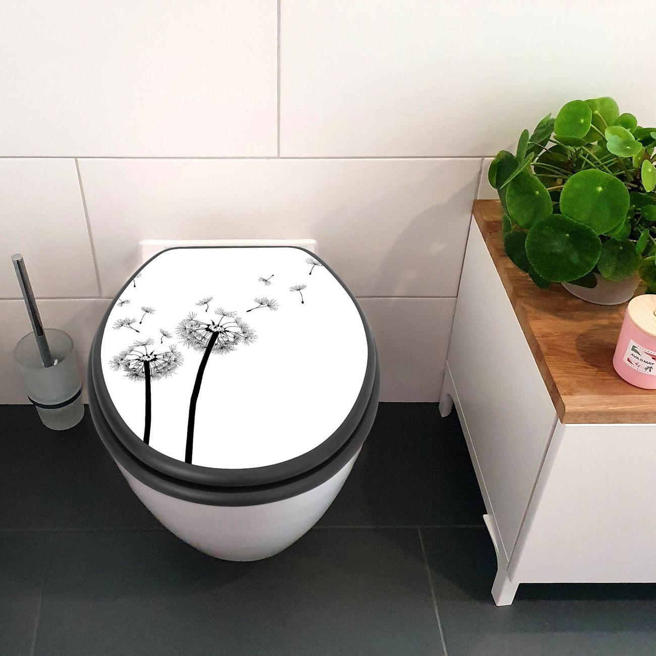 banjado WC-Sitz Anthrazit Motiv Pusteblume 2 günstig online kaufen