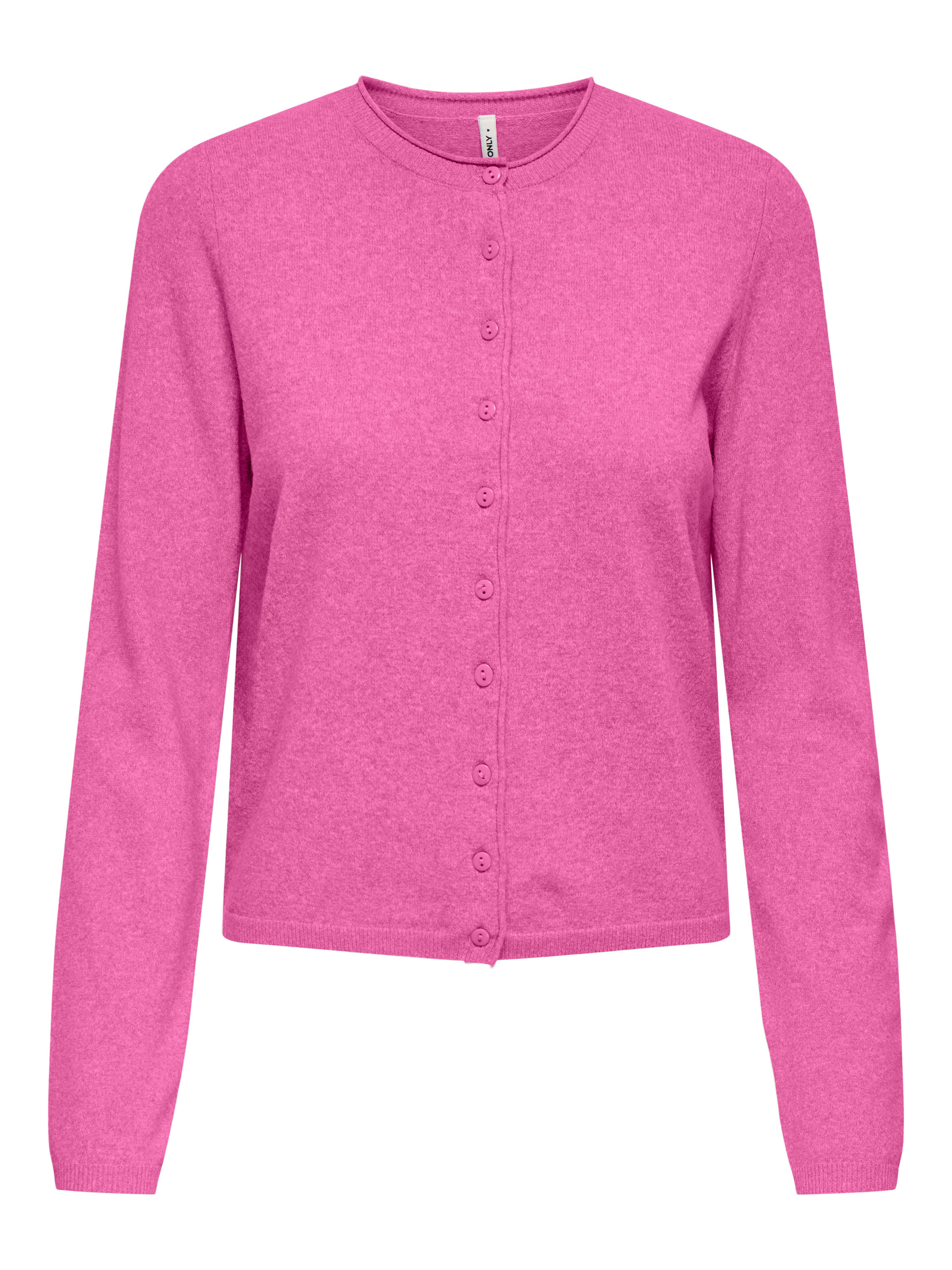 ONLY Strickjacke ONLLOYAL LIFE LS O-NECK BUT CAR KNT NOOS gerippte Ärmelbün günstig online kaufen