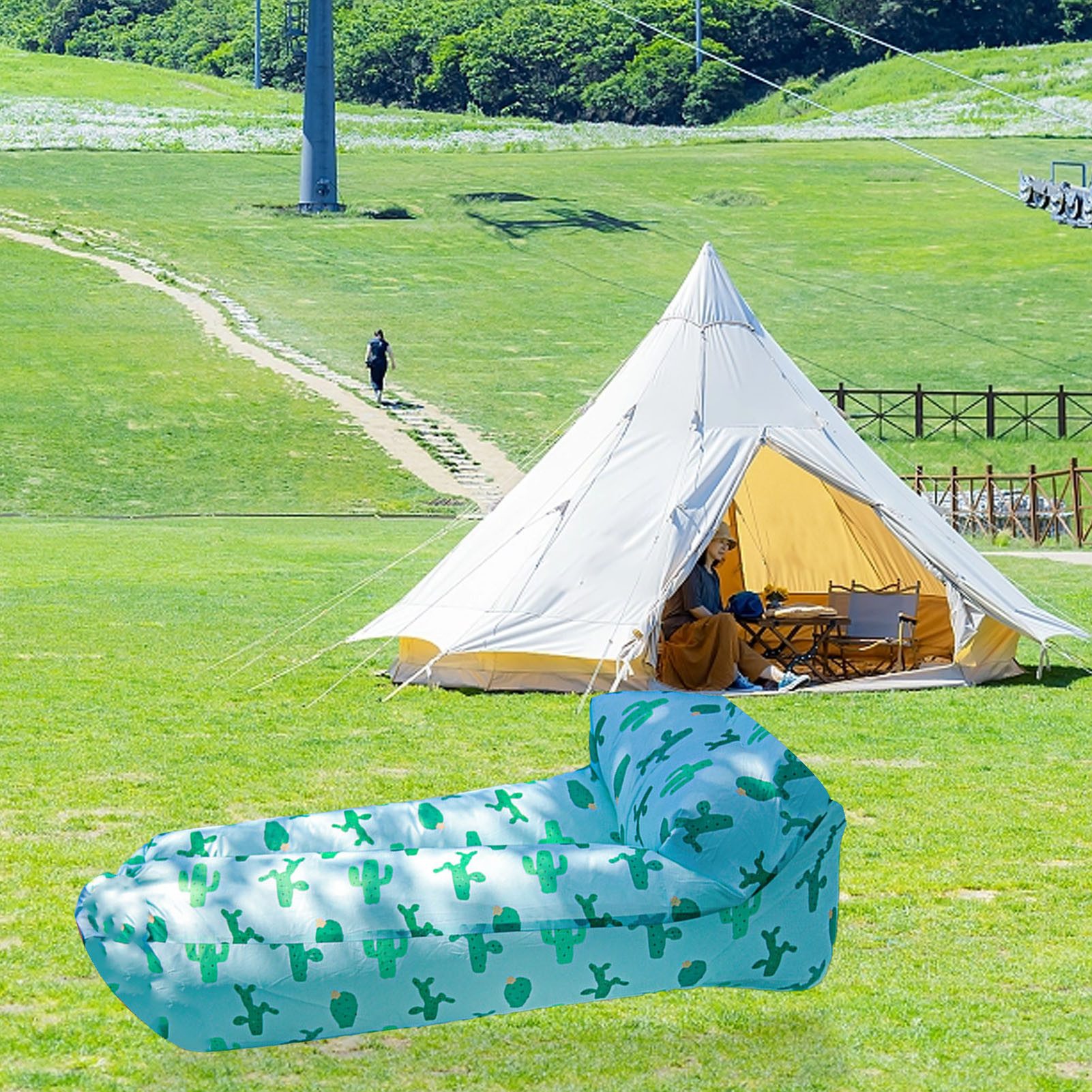 GARRYFIZH Luftsofa Aufblasbares Outdoor Sofa – Ultraleichtes Luftsofa für Musikfestivals, Bequemer Air Lounger – tragbar für Camping, Picknick & Strandurlaub