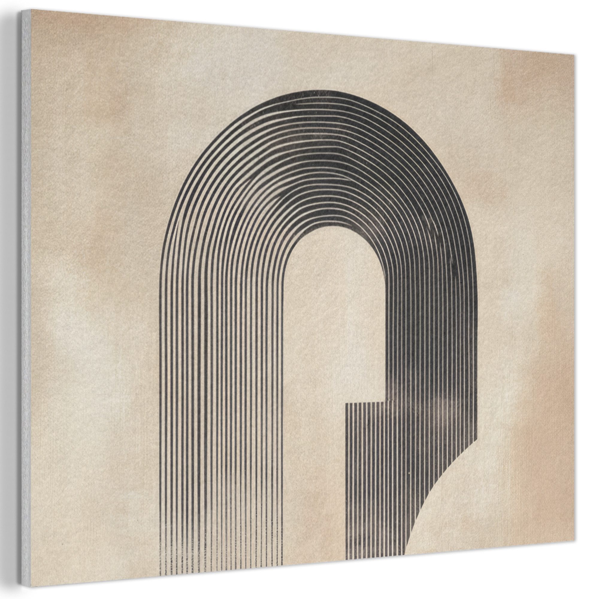 MuchoWow Gemälde Schleife - Streifen - Minimalistisch - Schwarz, Fotodruck (1 St), Akustikbilder Schallabsorber, Wandpaneele, Akustikpaneele 70x50 cm