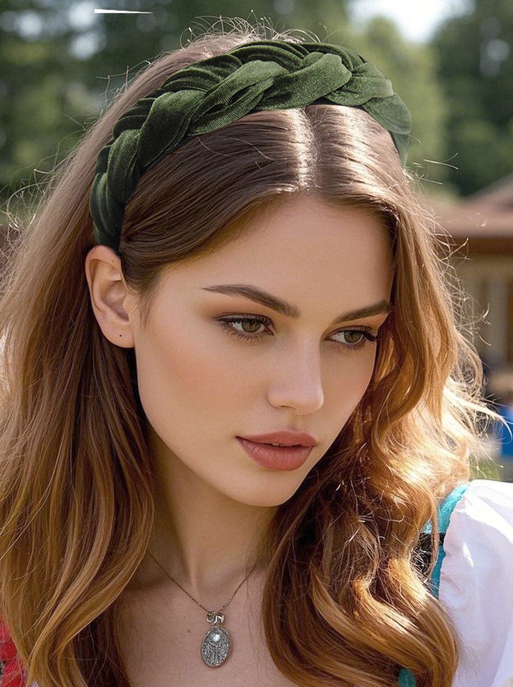 axy Haarreif Haarreif Samt Flechtoptik, Trachten geflochten Vintage Damen Haareifen Haarband