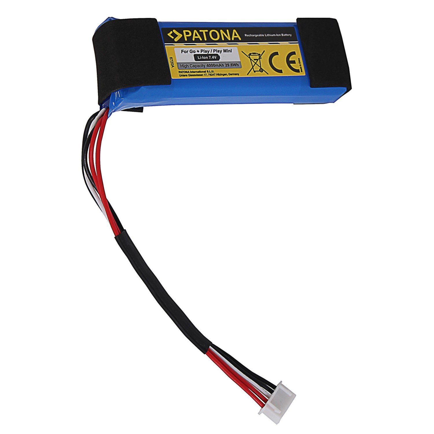 Patona Akku für Harman Kardon Go Play / Mini GO+ Play Akku Ersatzakku 4000 mAh (7,4 V, 1 St), Hochleistungsakku l 100% kompatibel l Überladungs-& Kurzschlussschutz