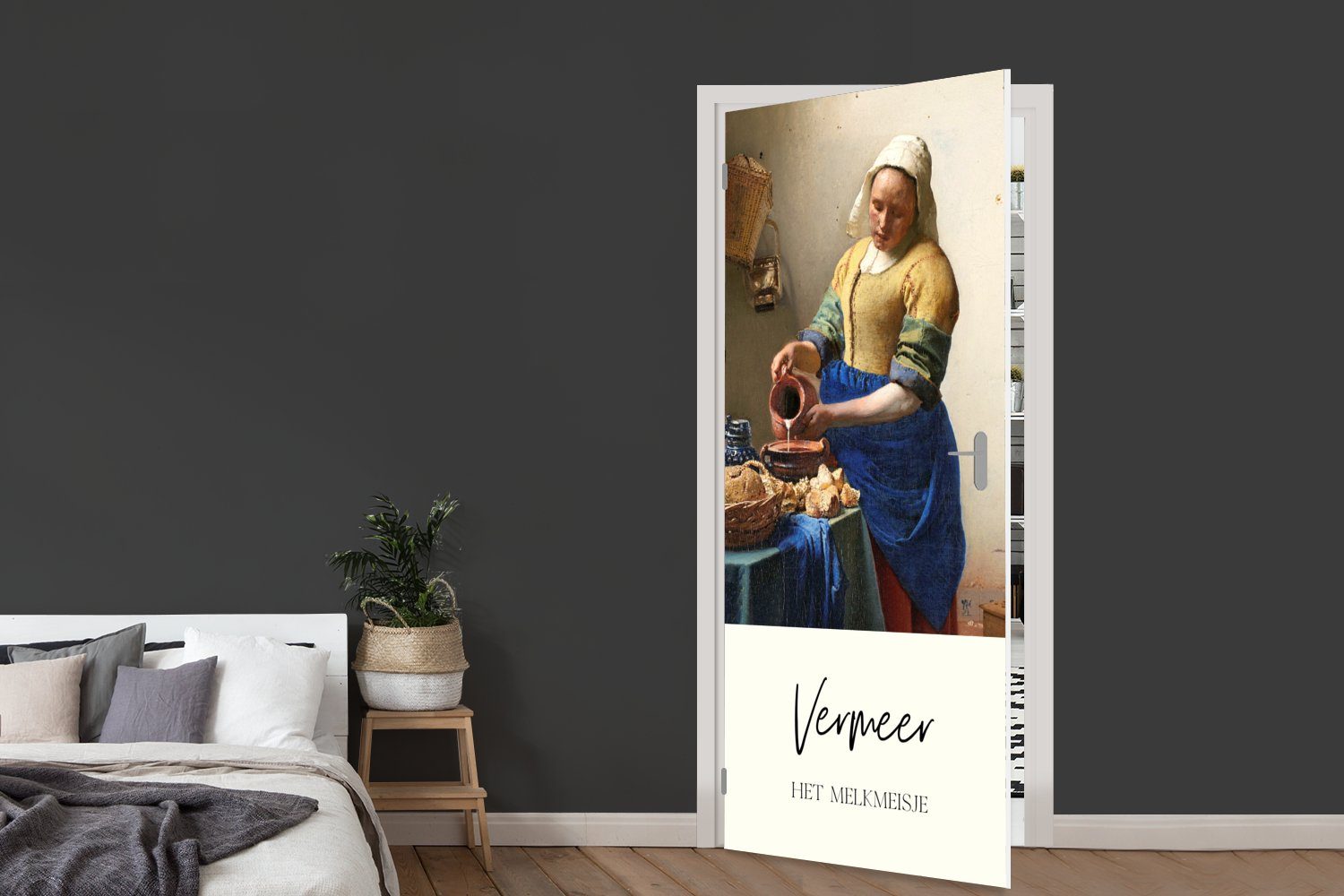 Türaufkleber, Kunst 75x205 Tür, - (1 Türtapete St), MuchoWow bedruckt, Fototapete Milchmädchen Vermeer, für cm Matt, -
