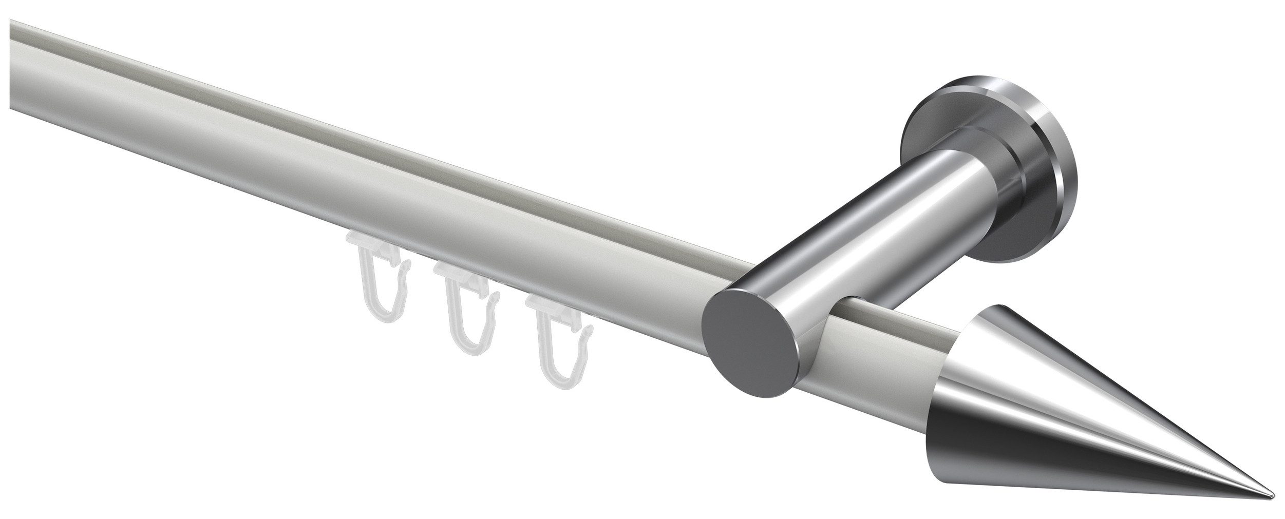 INTERDECO Innenlaufschiene Platon Savio, Ø 20 mm, 1-läufig, Fixmaß, kürzbar, Wandmontage, Aluminium, Weiß / Chrom / Bicolor
