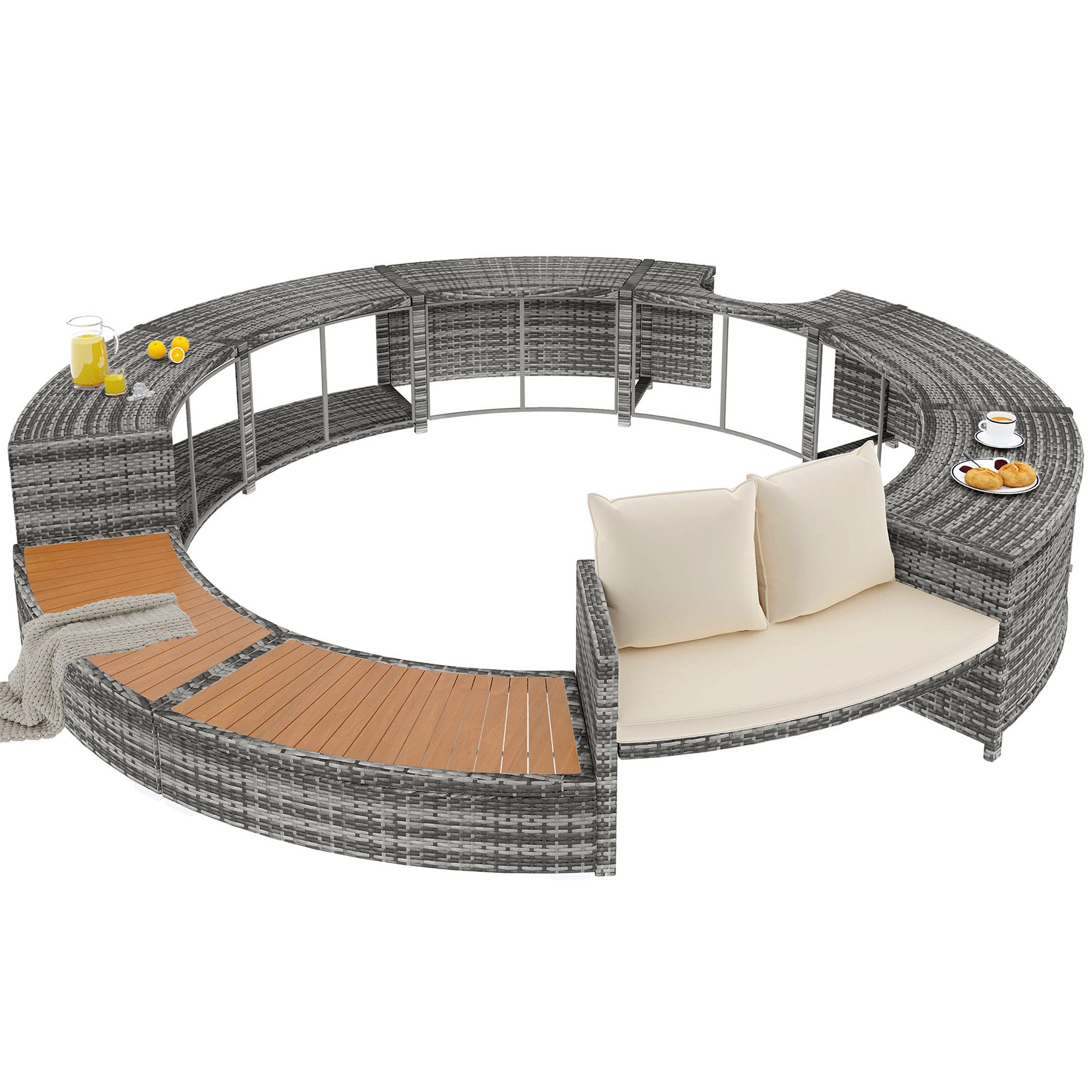 Thanaddo Garten-Essgruppe Garten-Lounge-Set mit runder Couch,für Whirlpool und Pool