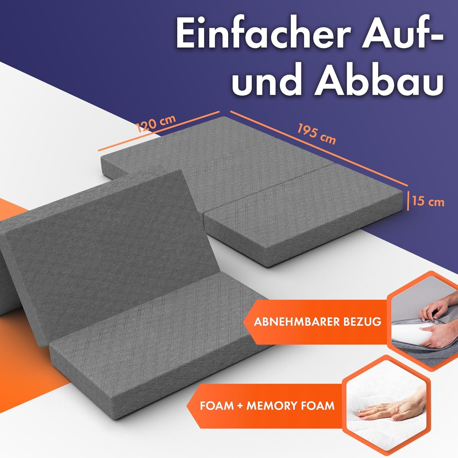 Klappmatratze Gästematratze Klappbar Mittel Hart H3 - Test SEHR GUT, DYNMC günstig online kaufen