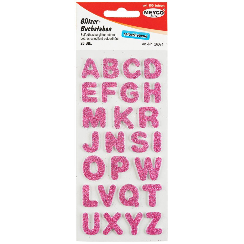 MEYCO Hobby Aufkleber ABC-Sticker; glitter 2mm stark / 2 cm hoch 1 Pckg