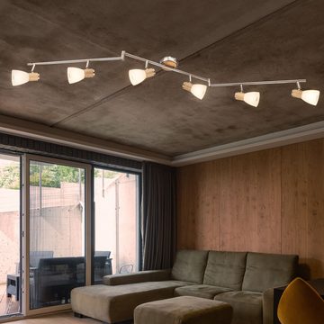 etc-shop LED Deckenleuchte, Leuchtmittel nicht inklusive, Decken Lampe Schlaf Gäste Zimmer Glas Spot Licht-Schiene Holz Leuchte