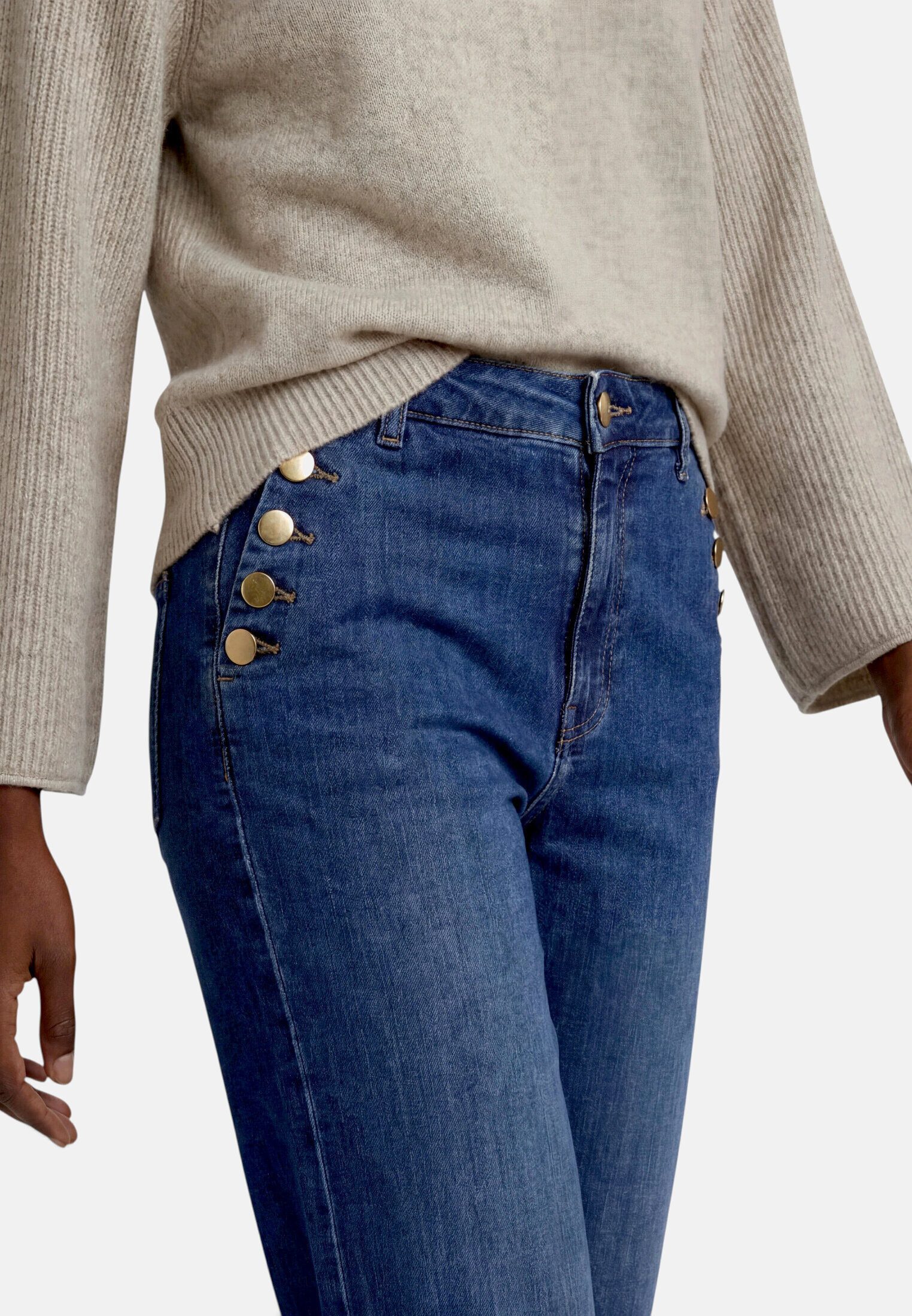 Zero Bequeme Jeans Damen Jeans mit Zierknöpfen – Bild 4 von 5