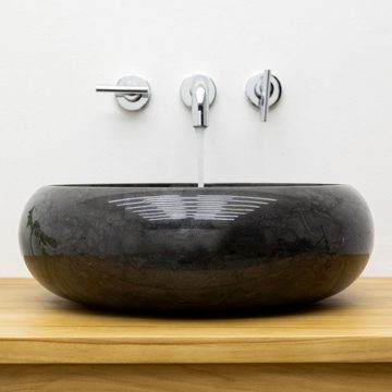 wohnfreuden Aufsatzwaschbecken Marmor Waschbecken ASBAK 45 cm schwarz (Kein Set), 125491