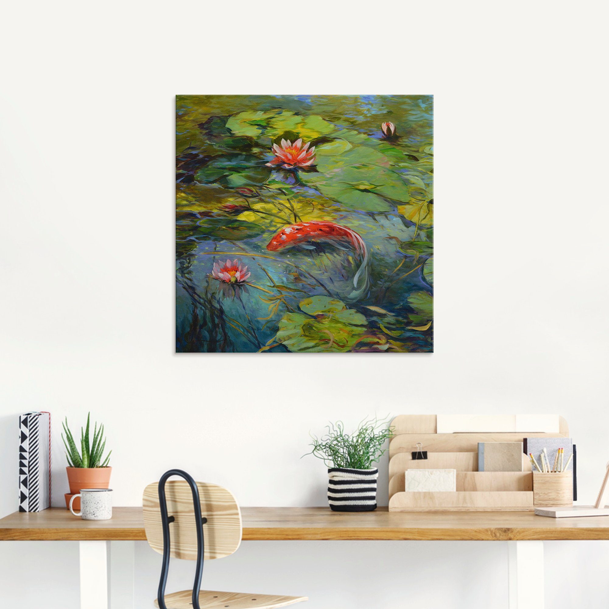 Artland Glasbild Roter Koi, Wassertiere (1 St), in verschiedenen Größen