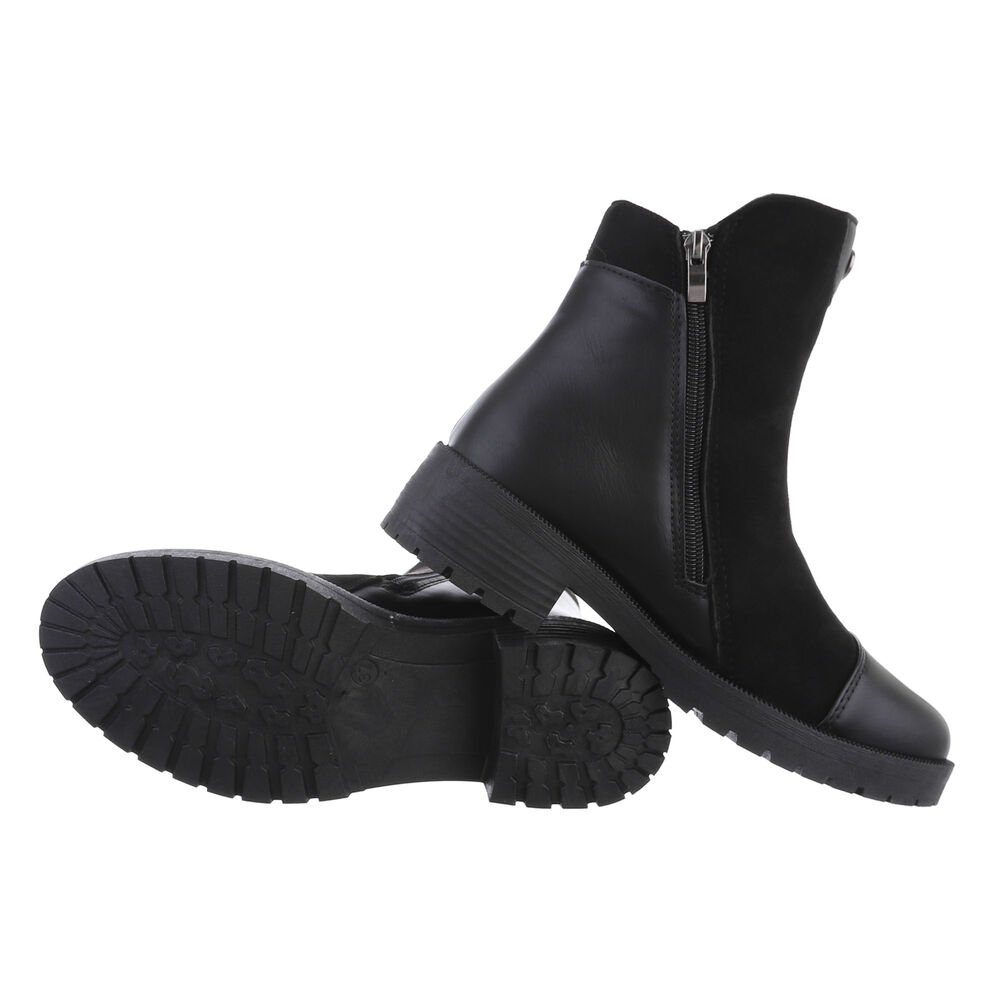 Ital-Design Damen Elegant Stiefelette Blockabsatz Flache Stiefeletten in Sc günstig online kaufen