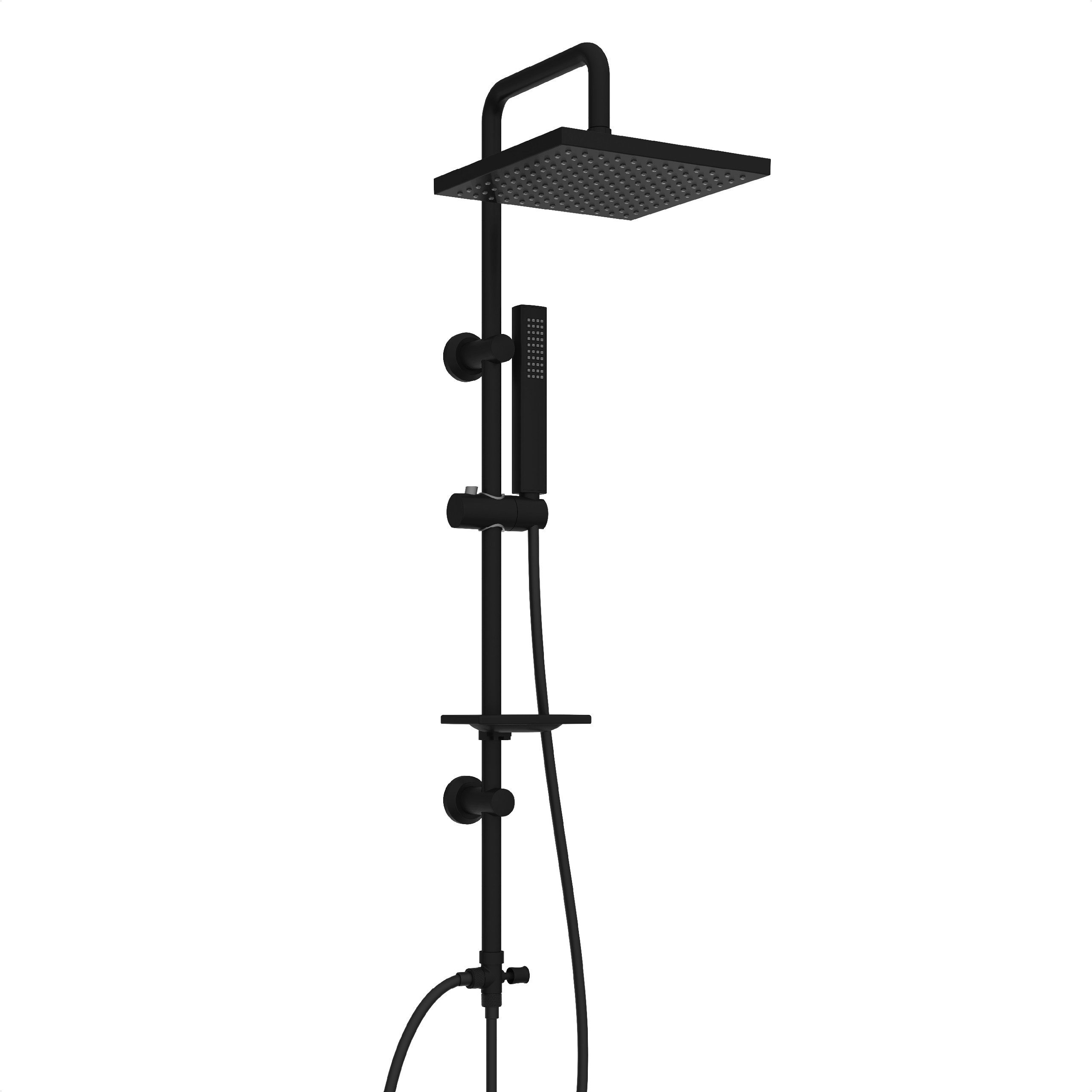 welltime Stangenbrause-Set LINA, Höhe 105 cm, 1 Strahlart(en), Überkopfbrause mit Seifenablage, 20 cm Kantenlänge.