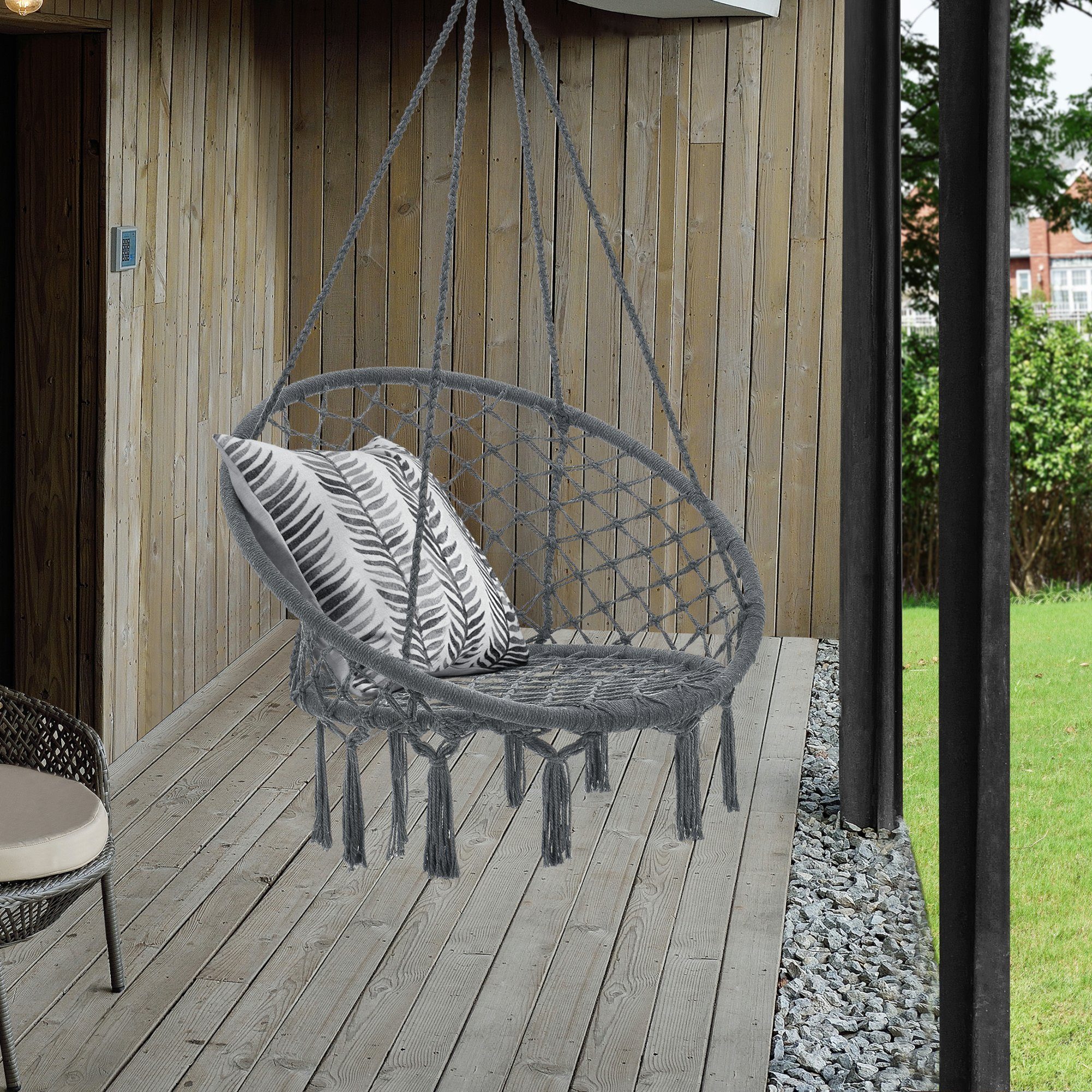 Hängestuhl Dunkelgrau Hängesessel, Outdoor Indoor casa.pro Hängesitz »Tampico« ø60cm